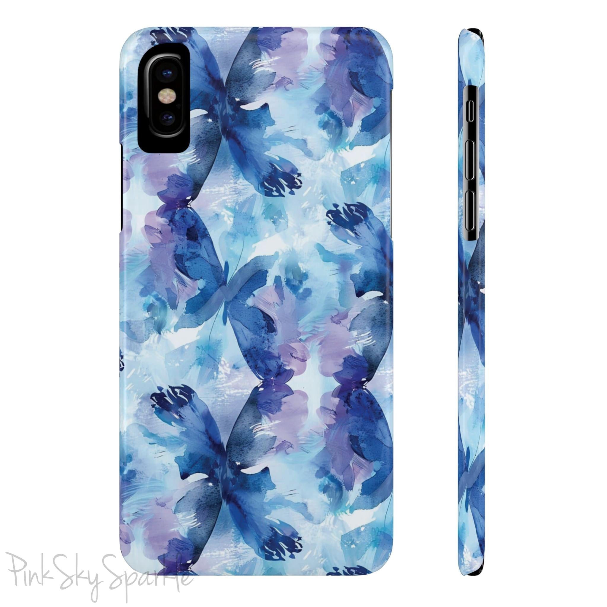 Butterfly Elegance Slim iPhone Case. Enhance your phone's style with the Butterfly Dreams Slim iPhone Case! This case features a sleek, slim design and a beautiful watercolour butterfly pattern.