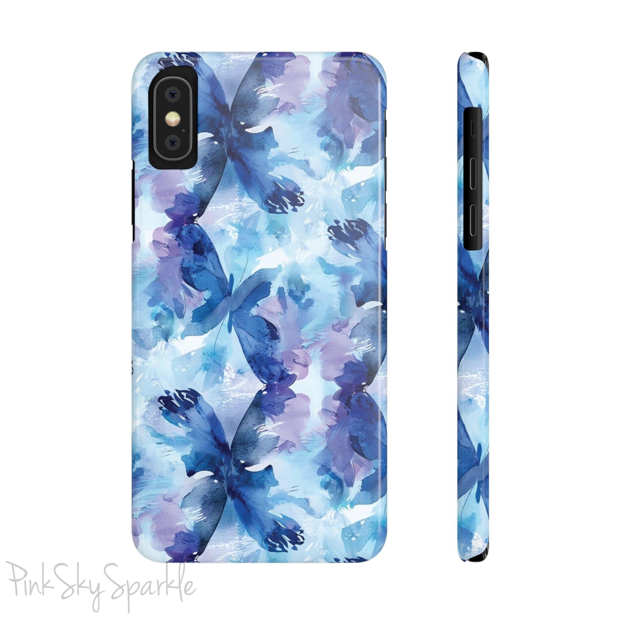 Butterfly Elegance Slim iPhone Case. Enhance your phone's style with the Butterfly Dreams Slim iPhone Case! This case features a sleek, slim design and a beautiful watercolour butterfly pattern.