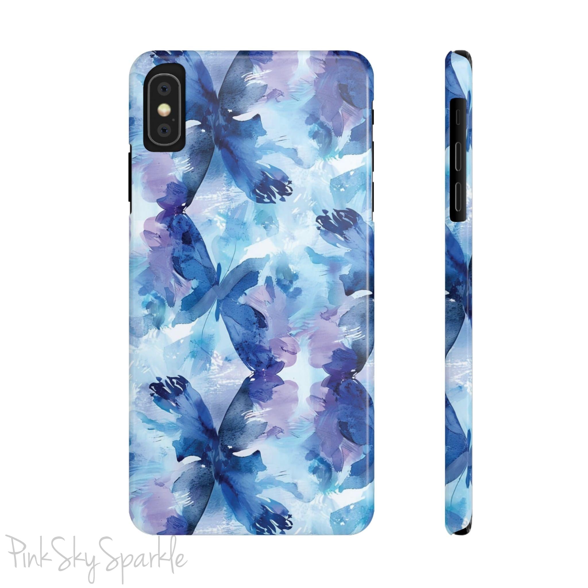 Butterfly Elegance Slim iPhone Case. Enhance your phone's style with the Butterfly Dreams Slim iPhone Case! This case features a sleek, slim design and a beautiful watercolour butterfly pattern.