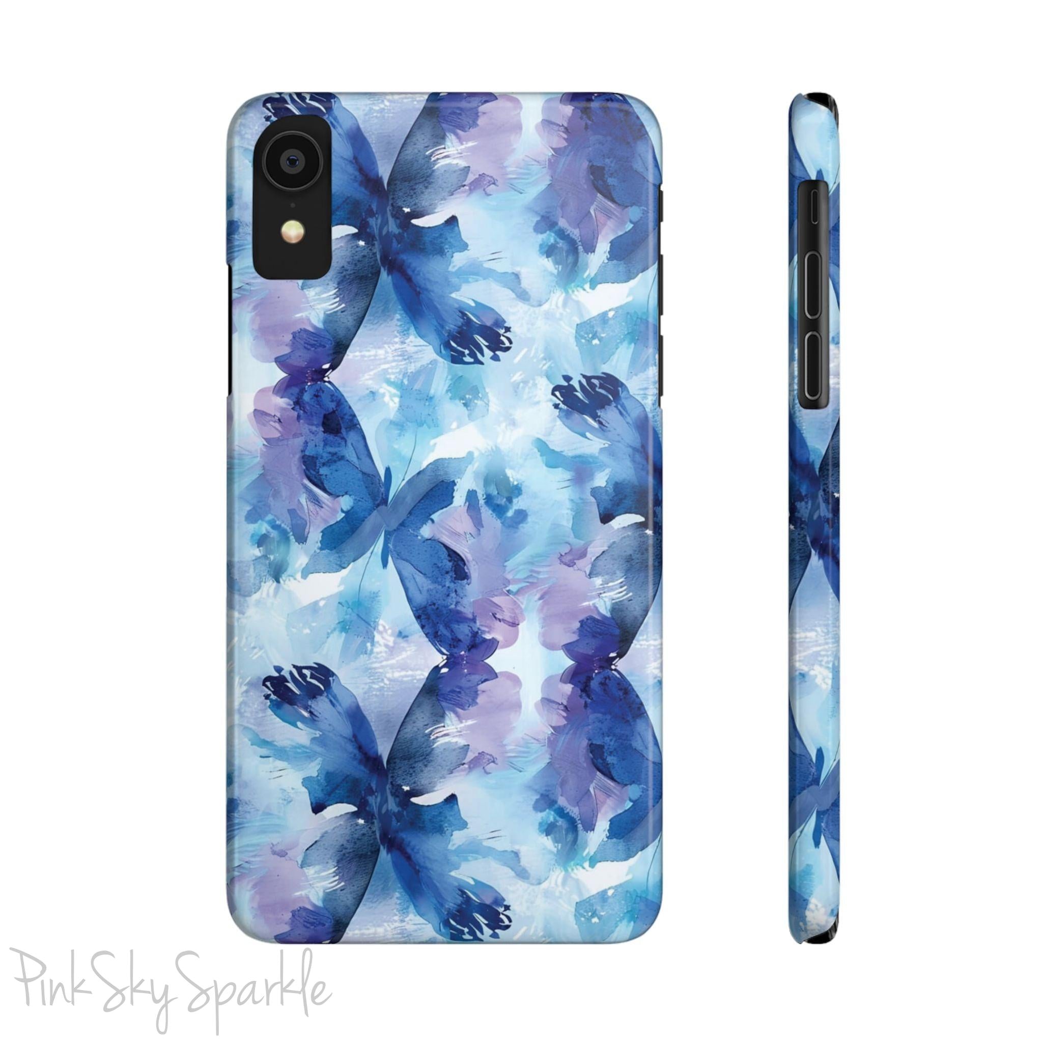 Butterfly Elegance Slim iPhone Case. Enhance your phone's style with the Butterfly Dreams Slim iPhone Case! This case features a sleek, slim design and a beautiful watercolour butterfly pattern.