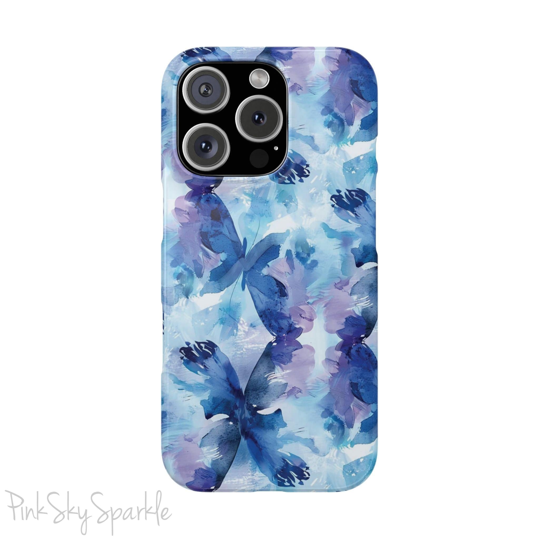 Butterfly Elegance Slim iPhone Case. Enhance your phone's style with the Butterfly Dreams Slim iPhone Case! This case features a sleek, slim design and a beautiful watercolour butterfly pattern.