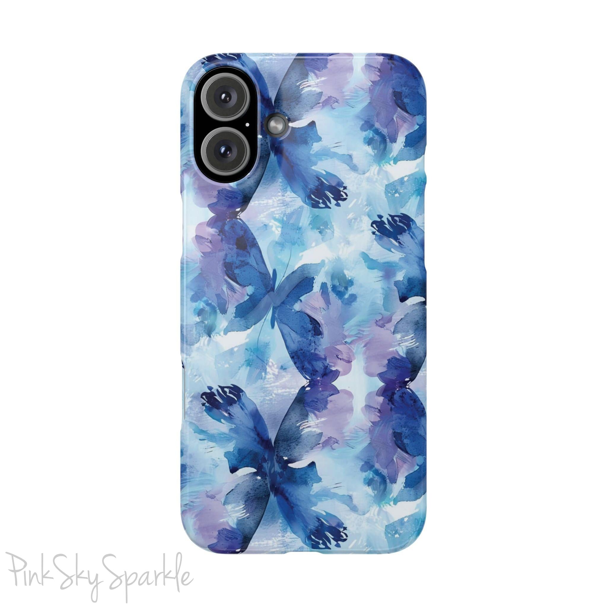Butterfly Elegance Slim iPhone Case. Enhance your phone's style with the Butterfly Dreams Slim iPhone Case! This case features a sleek, slim design and a beautiful watercolour butterfly pattern.