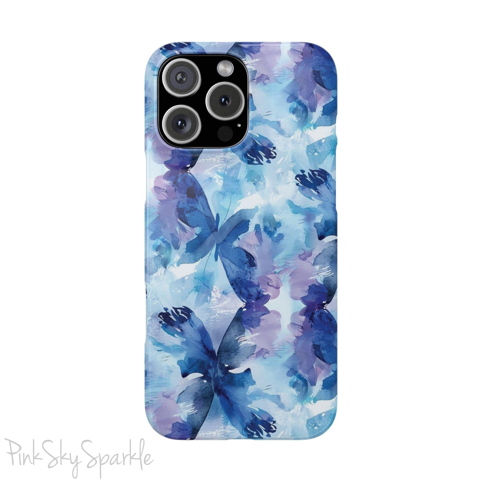 Butterfly Elegance Slim iPhone Case. Enhance your phone's style with the Butterfly Dreams Slim iPhone Case! This case features a sleek, slim design and a beautiful watercolour butterfly pattern.