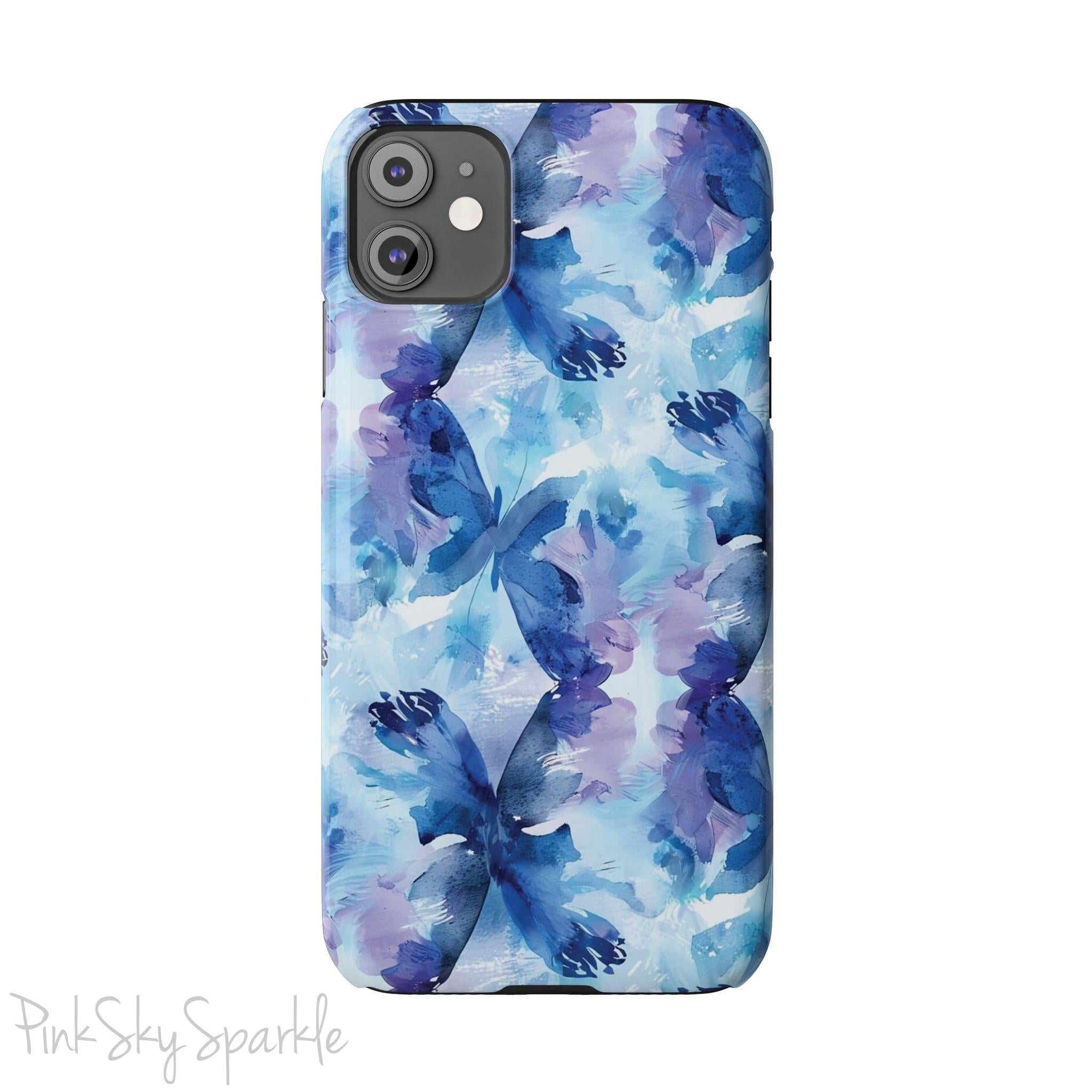 Butterfly Elegance Slim iPhone Case. Enhance your phone's style with the Butterfly Dreams Slim iPhone Case! This case features a sleek, slim design and a beautiful watercolour butterfly pattern.