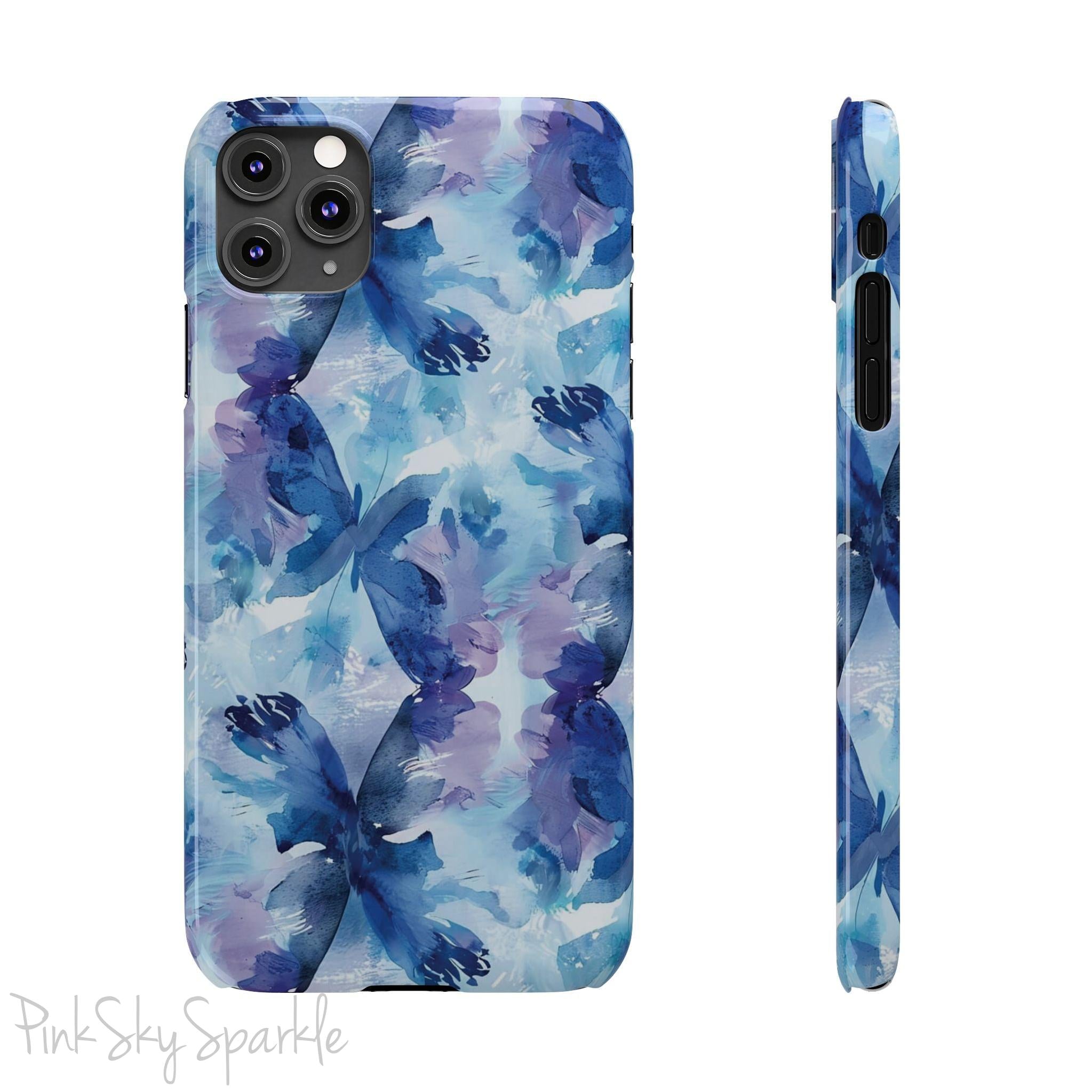 Butterfly Elegance Slim iPhone Case. Enhance your phone's style with the Butterfly Dreams Slim iPhone Case! This case features a sleek, slim design and a beautiful watercolour butterfly pattern.