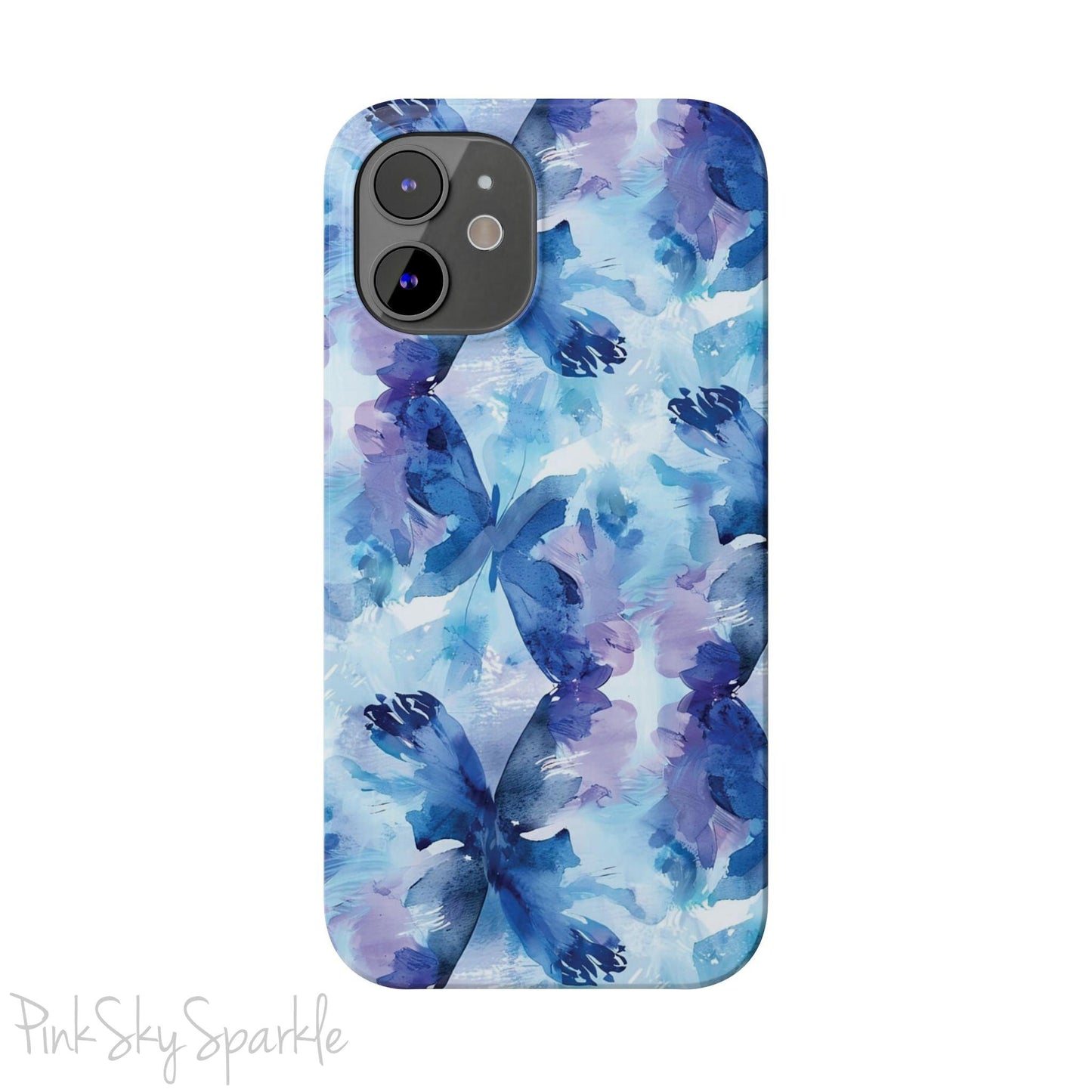 Butterfly Elegance Slim iPhone Case. Enhance your phone's style with the Butterfly Dreams Slim iPhone Case! This case features a sleek, slim design and a beautiful watercolour butterfly pattern.