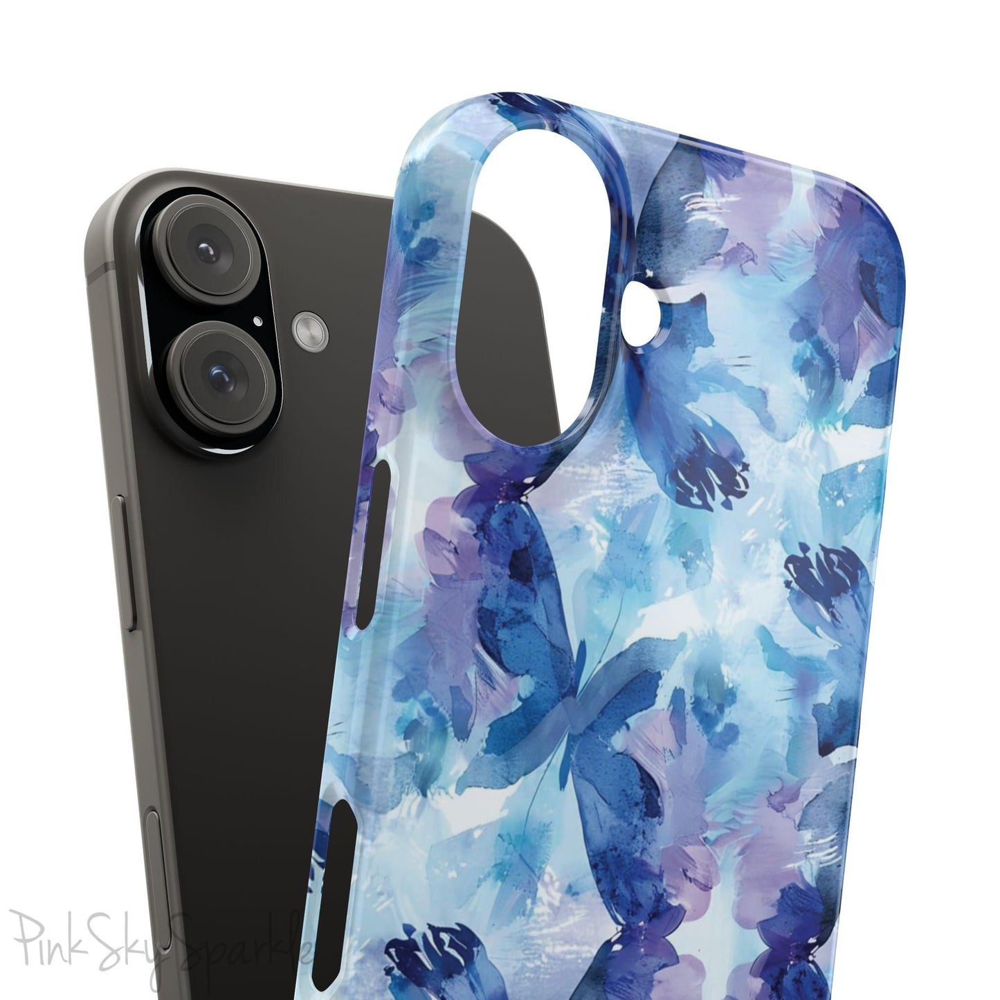 Butterfly Elegance Slim iPhone Case. Enhance your phone's style with the Butterfly Dreams Slim iPhone Case! This case features a sleek, slim design and a beautiful watercolour butterfly pattern.