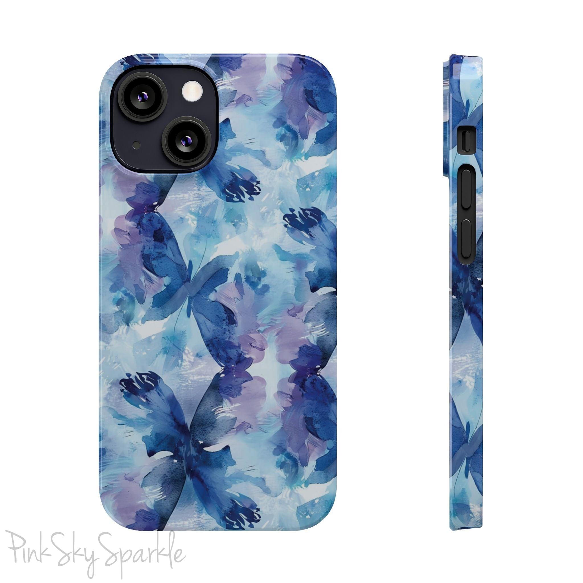 Butterfly Elegance Slim iPhone Case. Enhance your phone's style with the Butterfly Dreams Slim iPhone Case! This case features a sleek, slim design and a beautiful watercolour butterfly pattern.