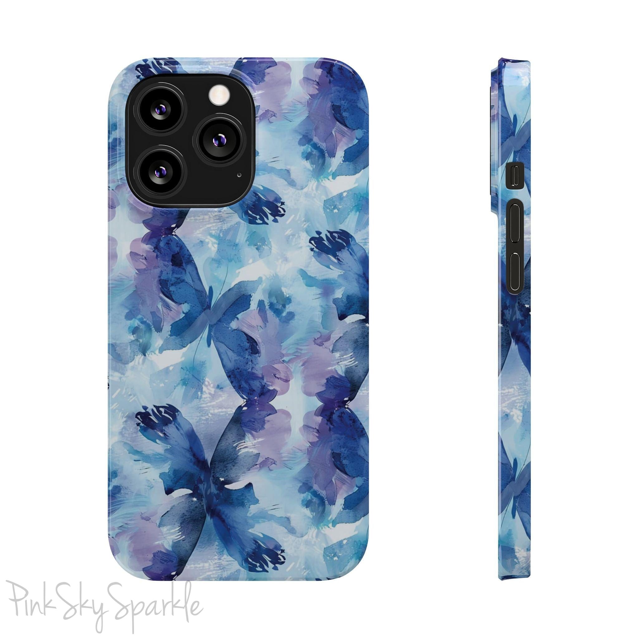 Butterfly Elegance Slim iPhone Case. Enhance your phone's style with the Butterfly Dreams Slim iPhone Case! This case features a sleek, slim design and a beautiful watercolour butterfly pattern.