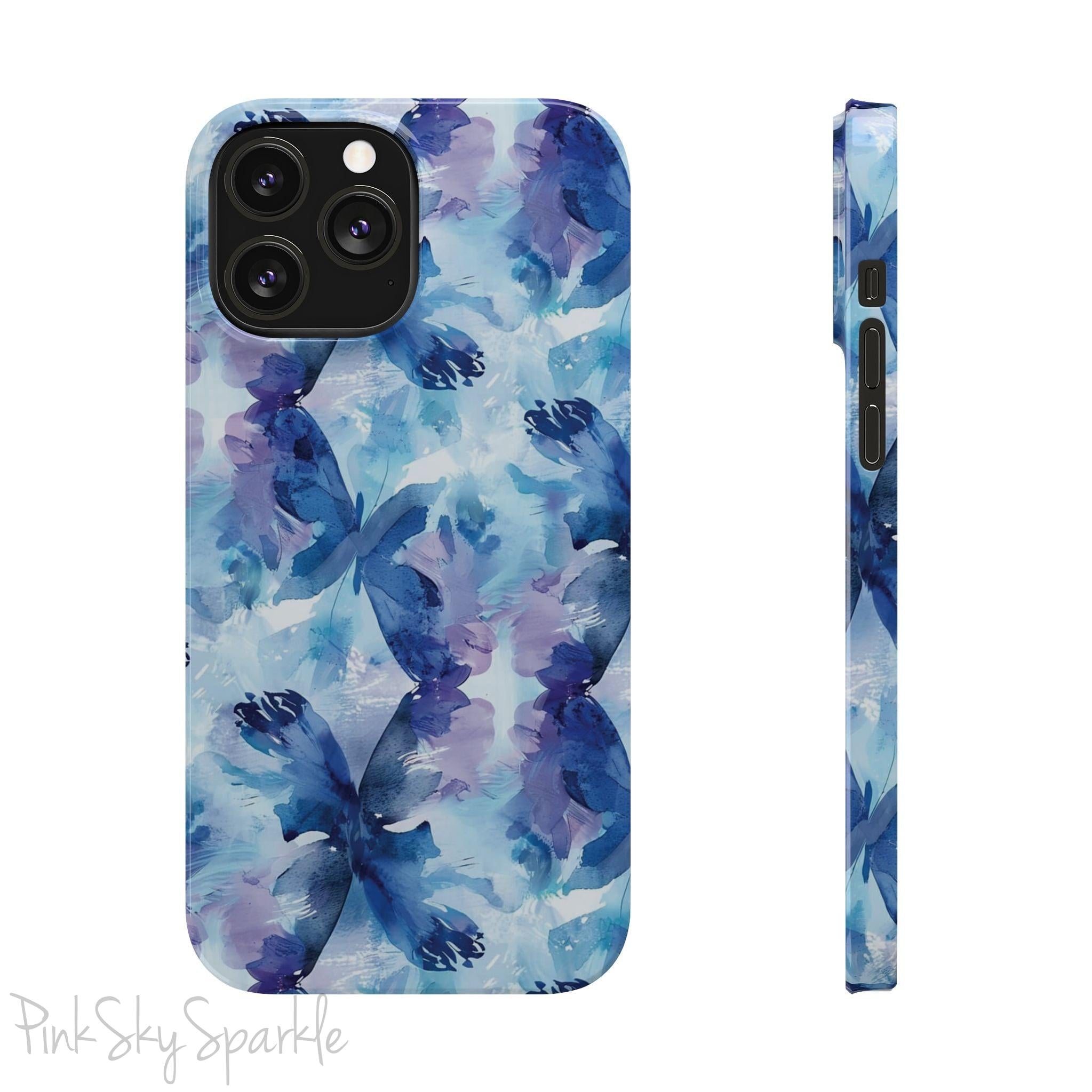 Butterfly Elegance Slim iPhone Case. Enhance your phone's style with the Butterfly Dreams Slim iPhone Case! This case features a sleek, slim design and a beautiful watercolour butterfly pattern.