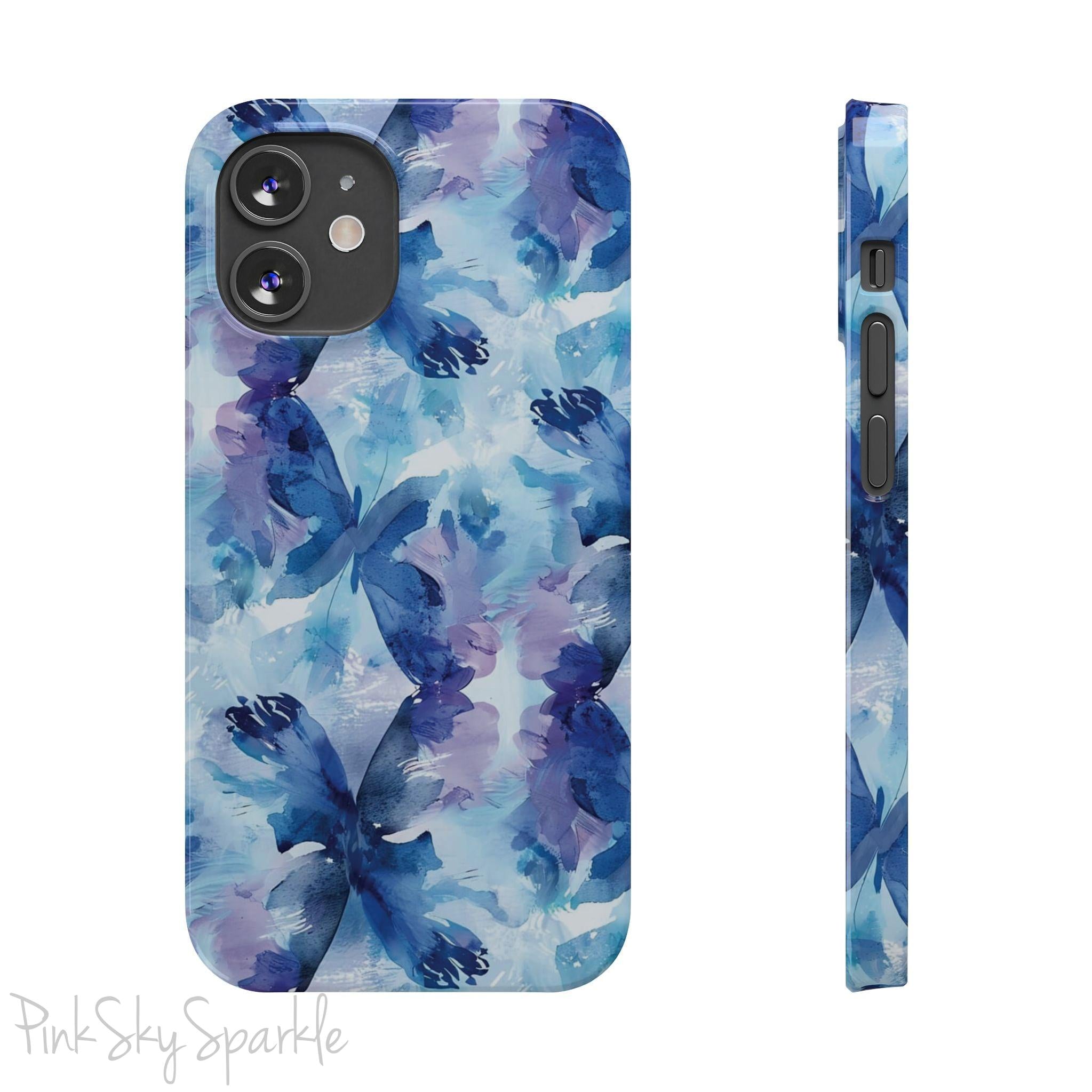 Butterfly Elegance Slim iPhone Case. Enhance your phone's style with the Butterfly Dreams Slim iPhone Case! This case features a sleek, slim design and a beautiful watercolour butterfly pattern.