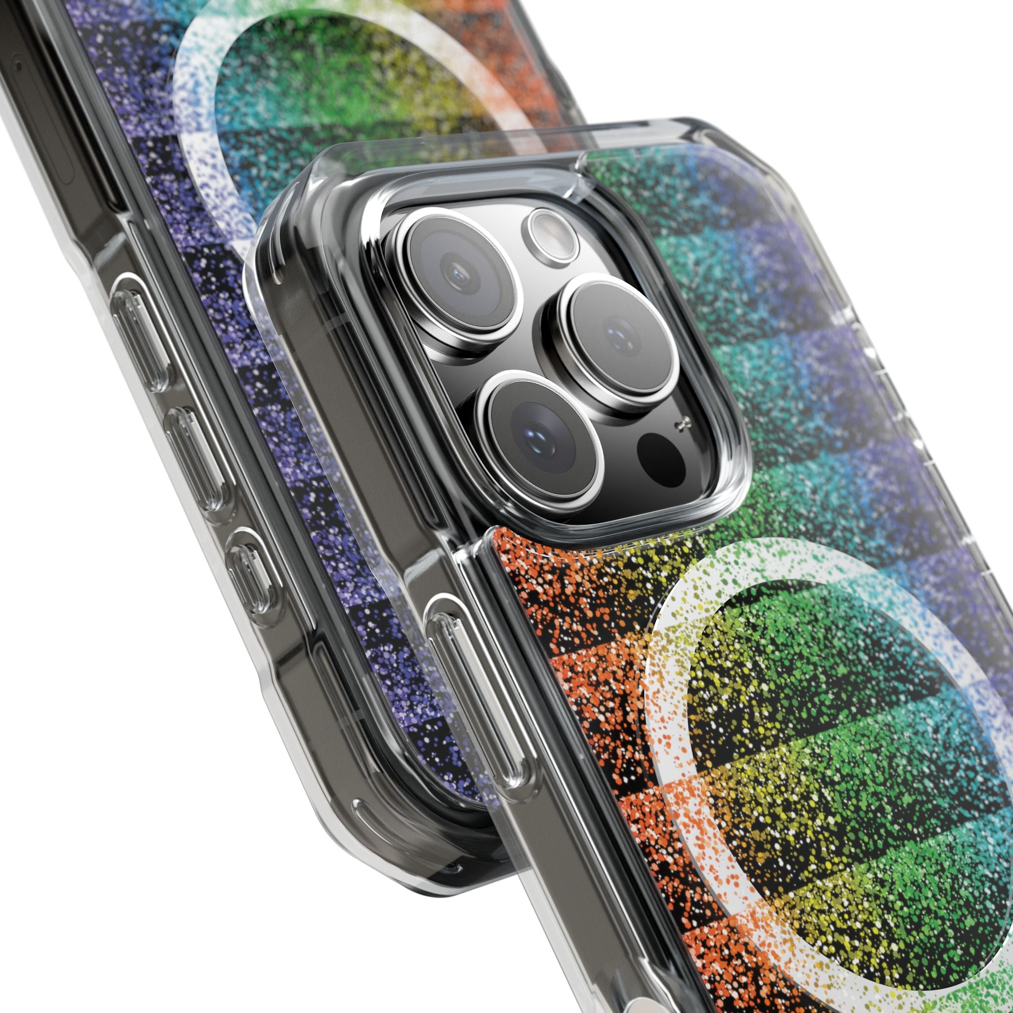 Bright, bold, and full of energy—our Confetti Glow Magnetic Clear Impact iPhone Case features a vibrant rainbow confetti design that pops against your phone. Designed for both style and protection, this case adds a fun, colorful touch while keeping your device safe.