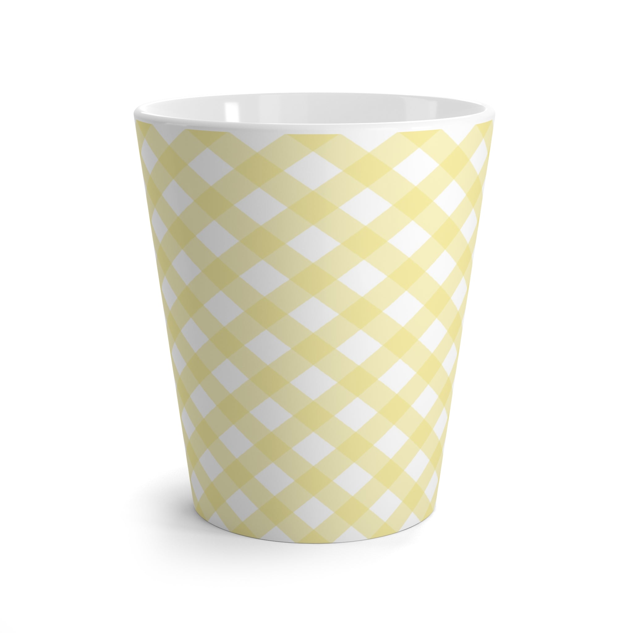 Cottage Chic Yellow Gingham Latte Mug