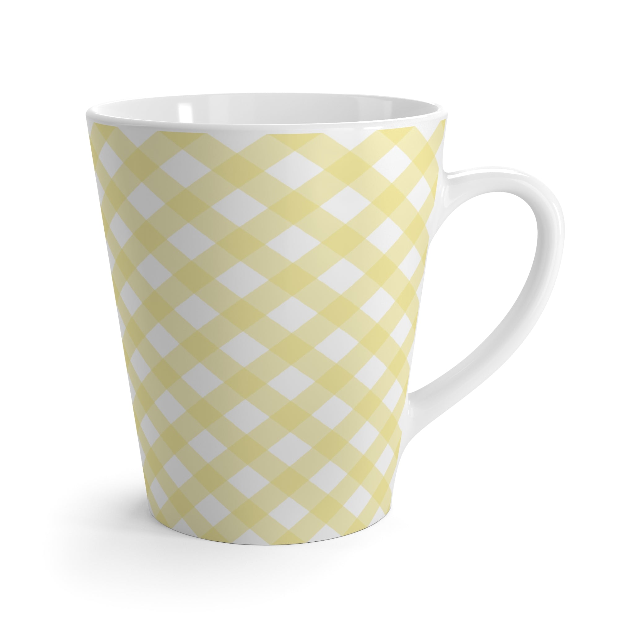 Cottage Chic Yellow Gingham Latte Mug