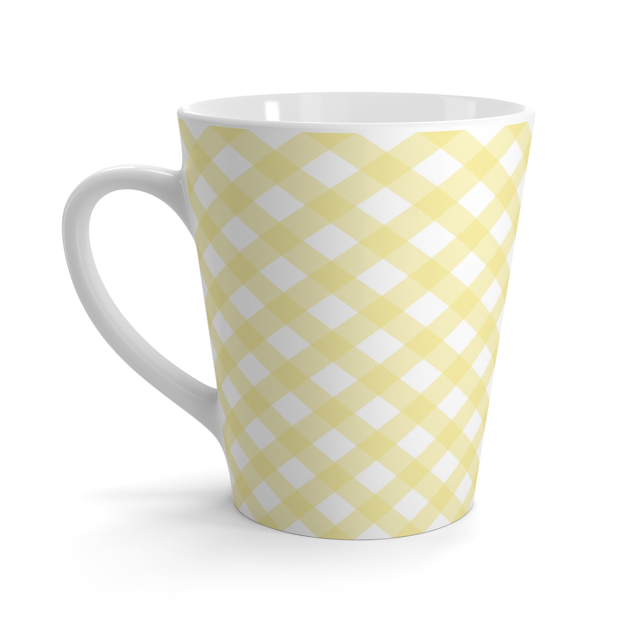 Cottage Chic Yellow Gingham Latte Mug