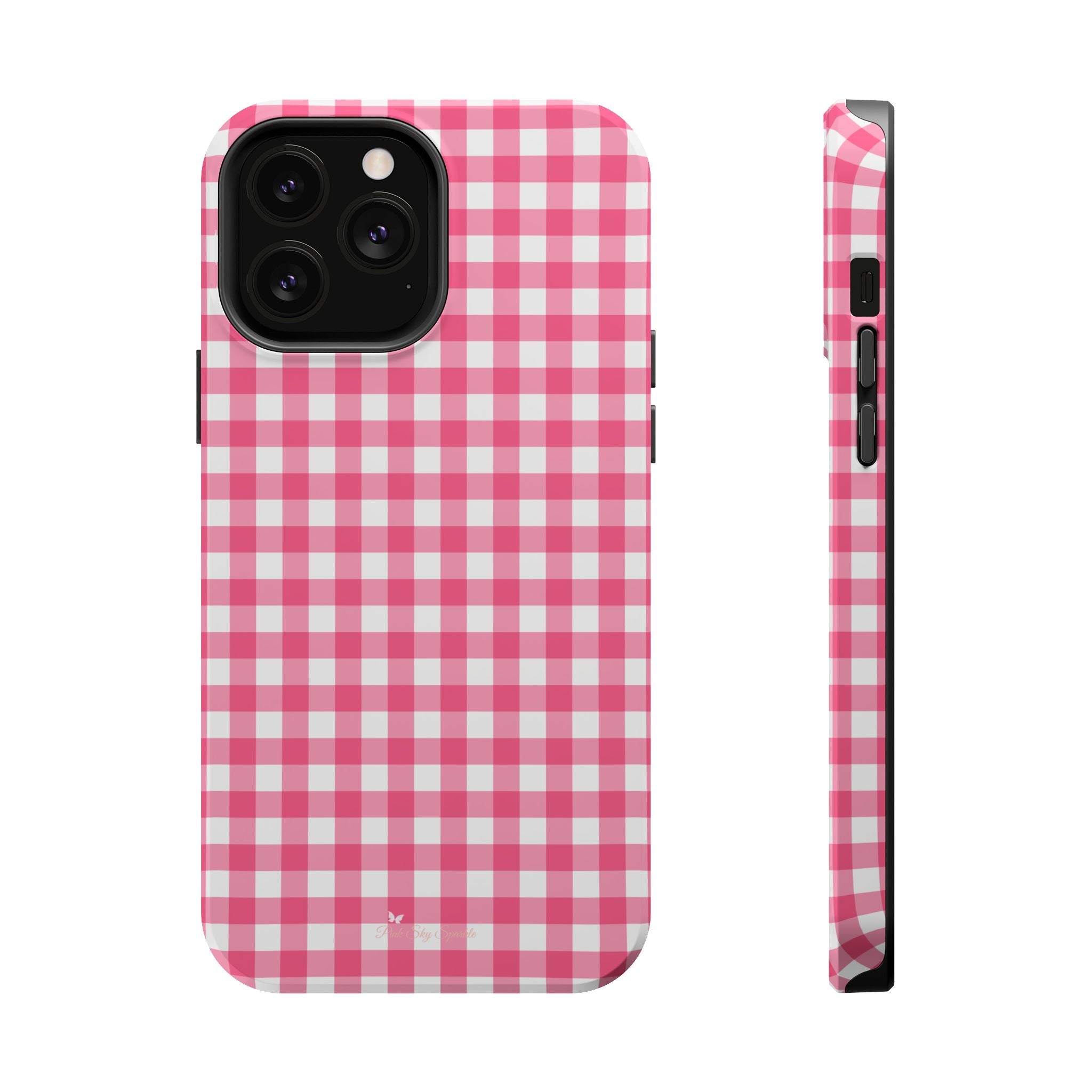 Dark Pink Gingham Magnetic iPhone Case