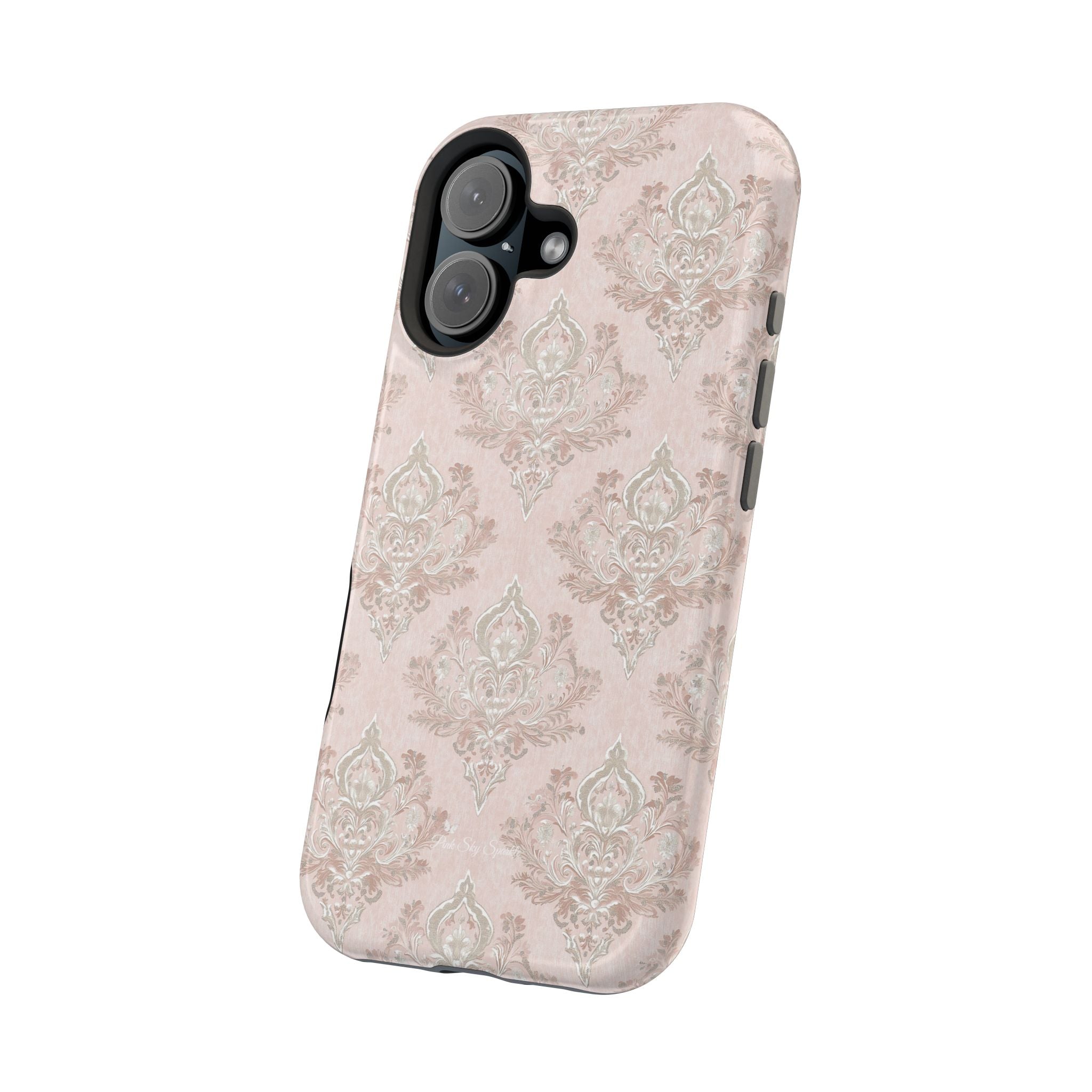 Francesca Magnetic iPhone Case in pale pink wallpaper-inspired floral design, MagSafe compatible