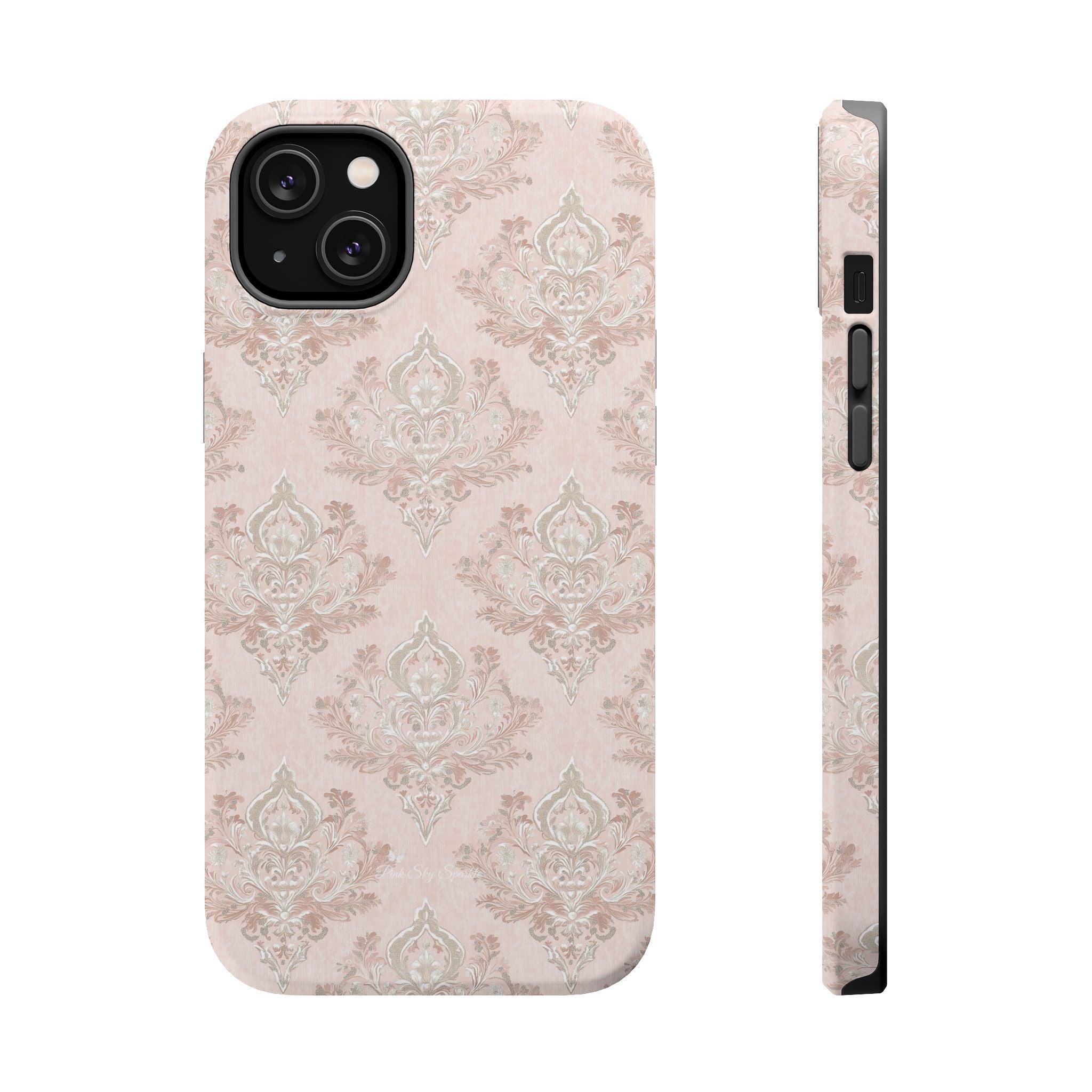 Francesca Magnetic iPhone Case in pale pink wallpaper-inspired floral design, MagSafe compatible