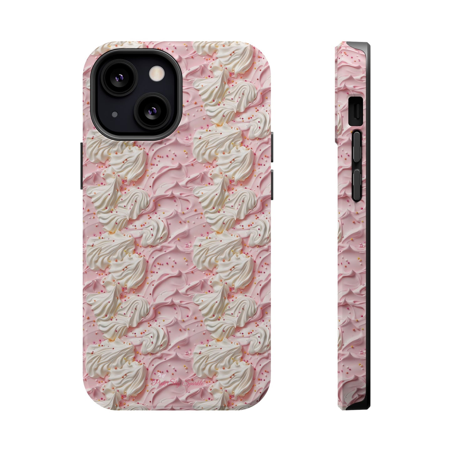 Frosted Magnetic iPhone Case – Pink Whipped Frosting Design with Sprinkles