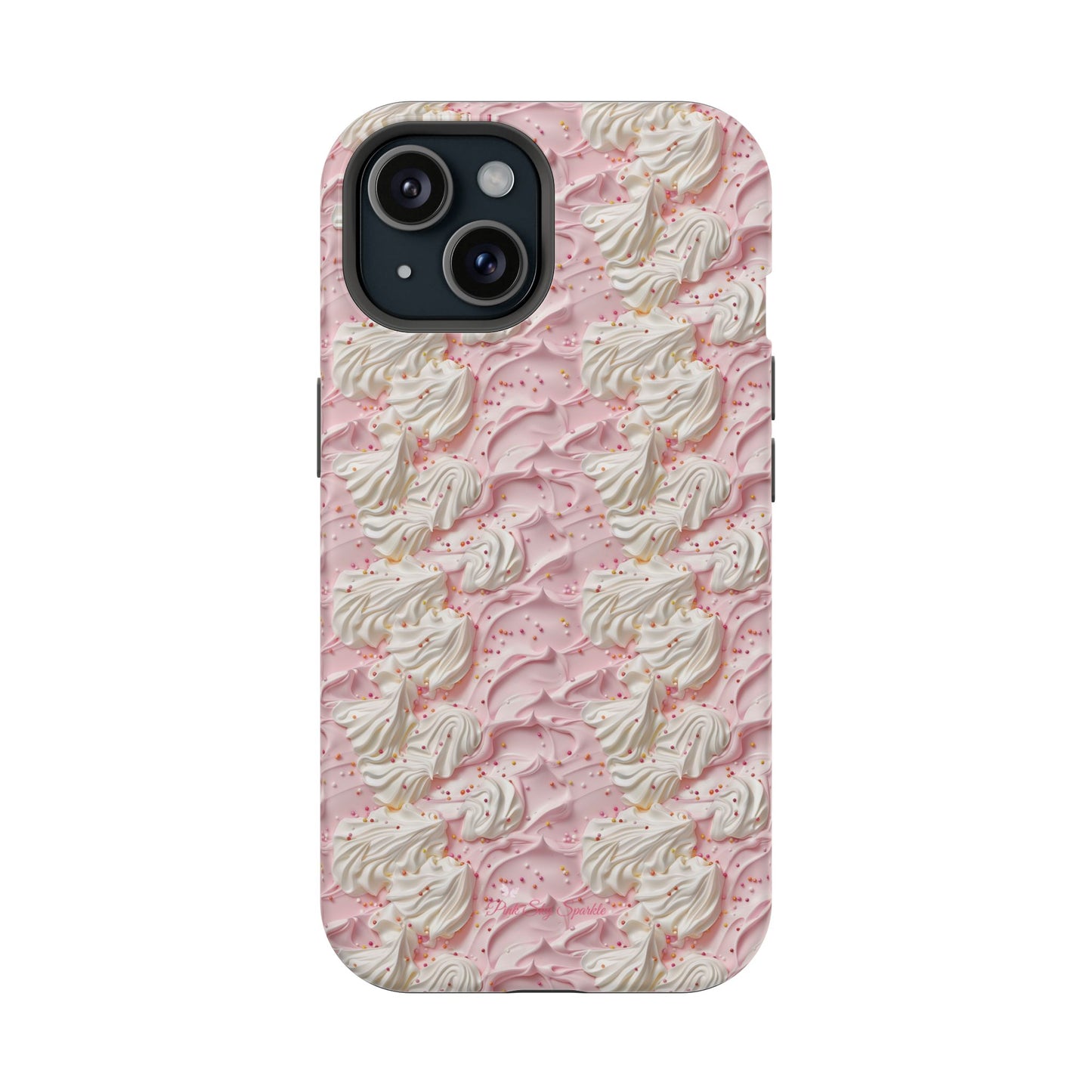 Frosted Magnetic iPhone Case – Pink Whipped Frosting Design with Sprinkles