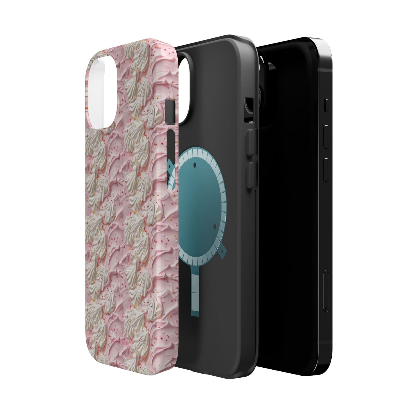 Frosted Magnetic iPhone Case – Pink Whipped Frosting Design with Sprinkles