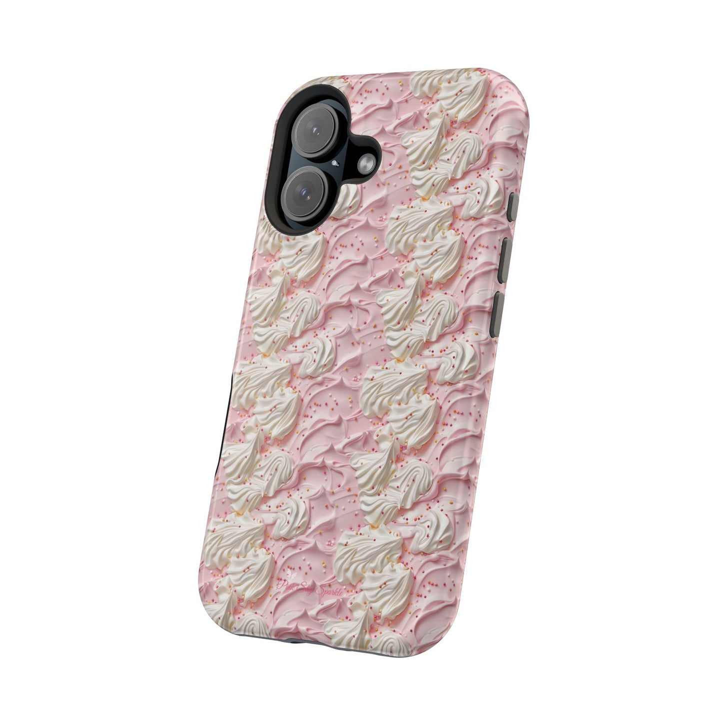 Frosted Magnetic iPhone Case – Pink Whipped Frosting Design with Sprinkles