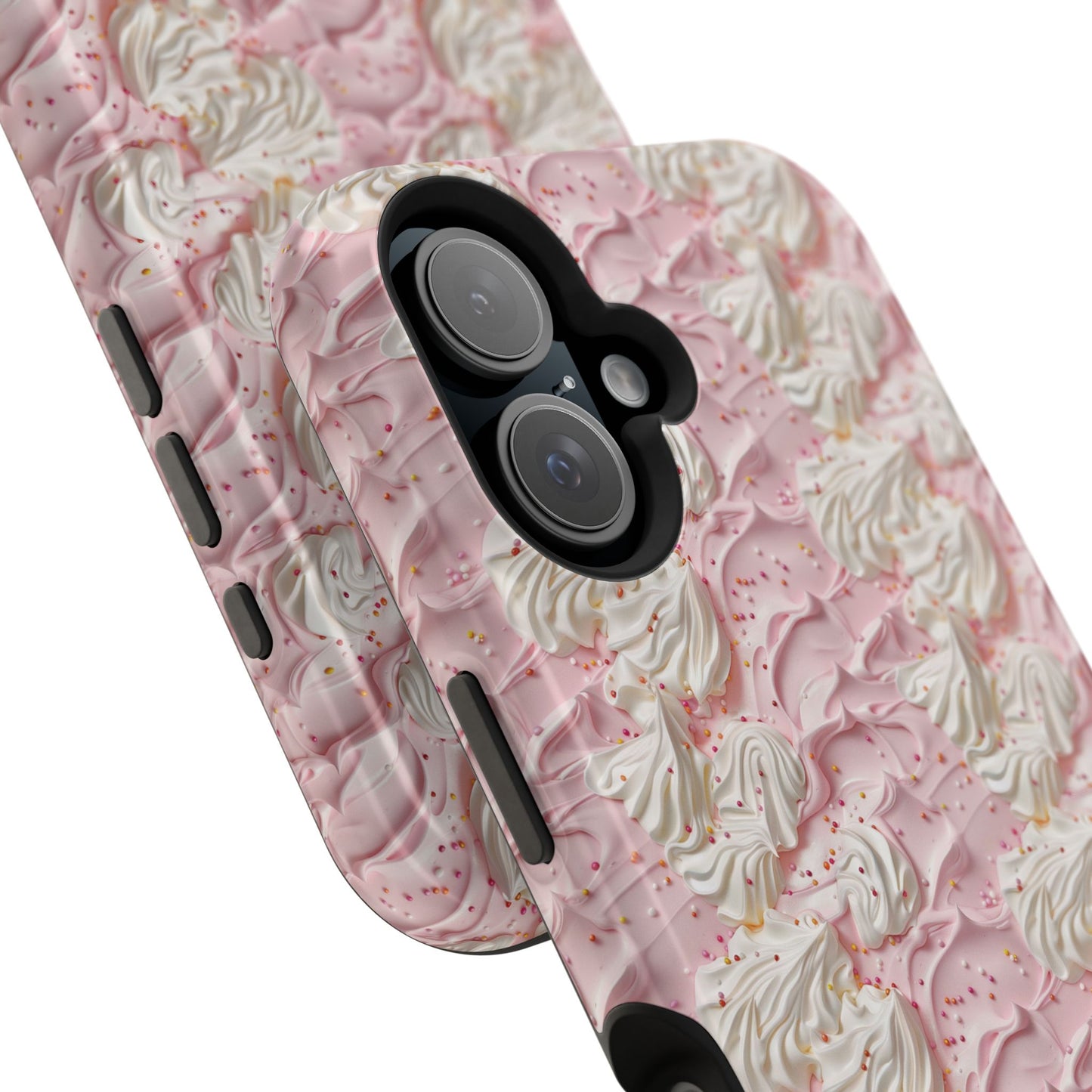 Frosted Magnetic iPhone Case – Pink Whipped Frosting Design with Sprinkles