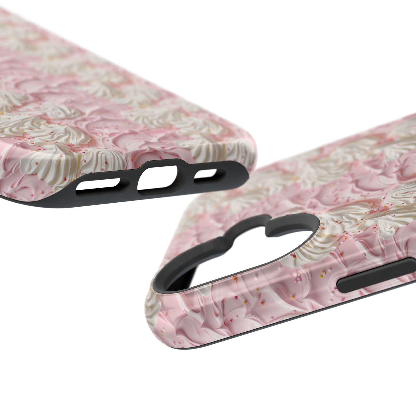 Frosted Magnetic iPhone Case – Pink Whipped Frosting Design with Sprinkles