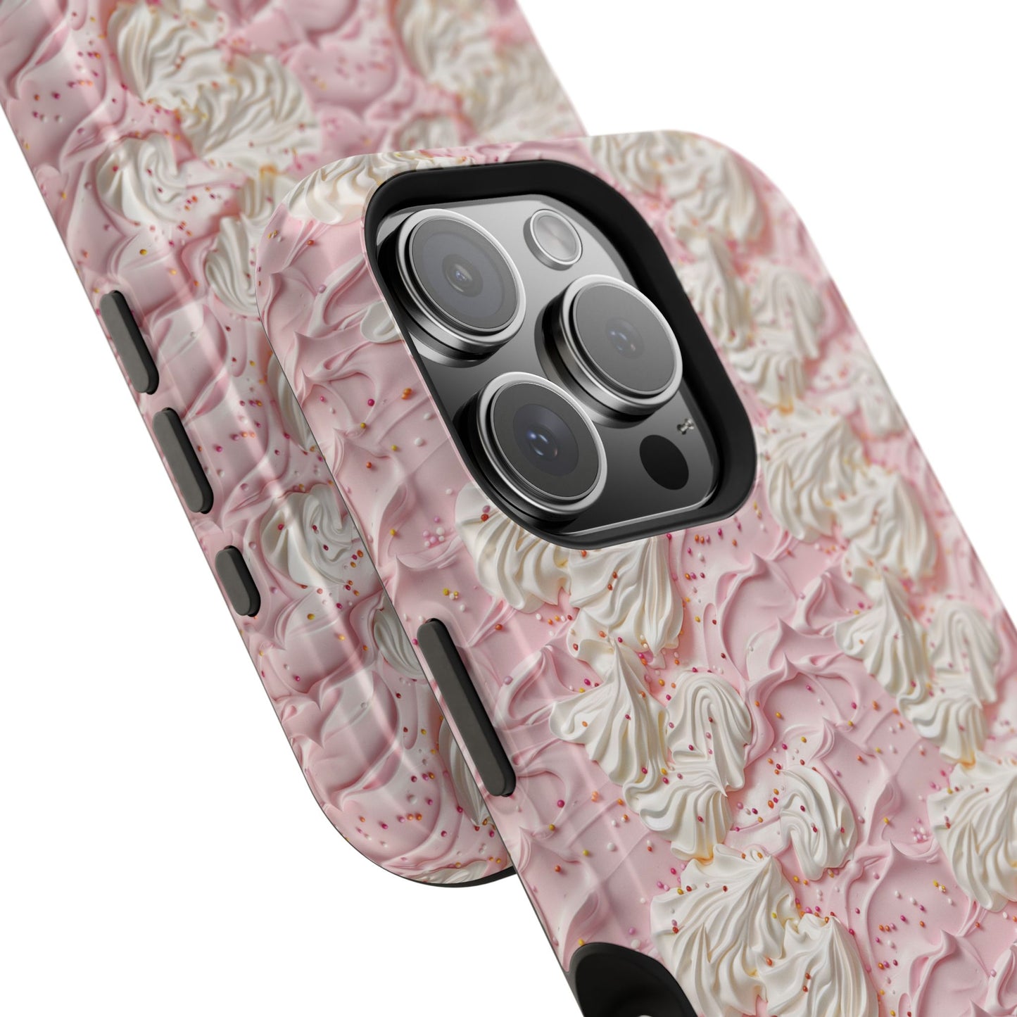 Frosted Magnetic iPhone Case – Pink Whipped Frosting Design with Sprinkles