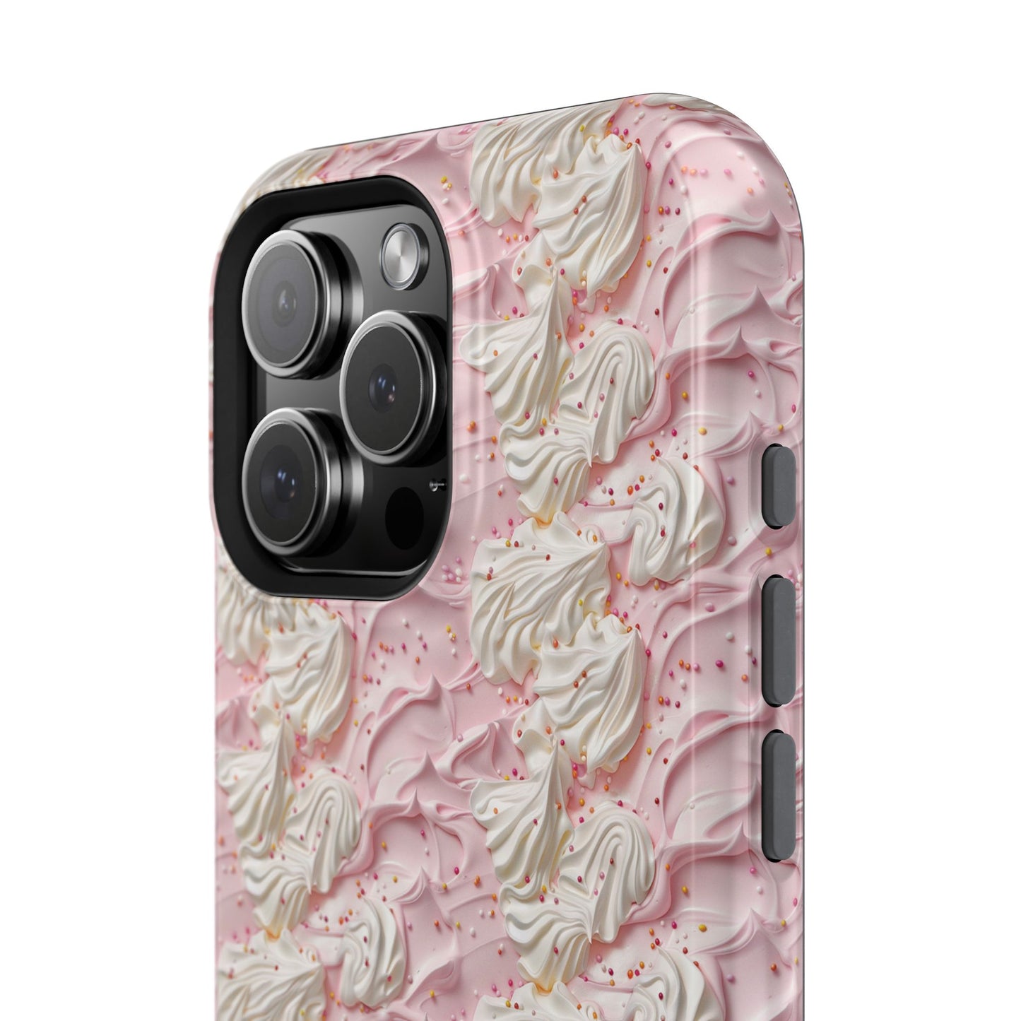 Frosted Magnetic iPhone Case – Pink Whipped Frosting Design with Sprinkles