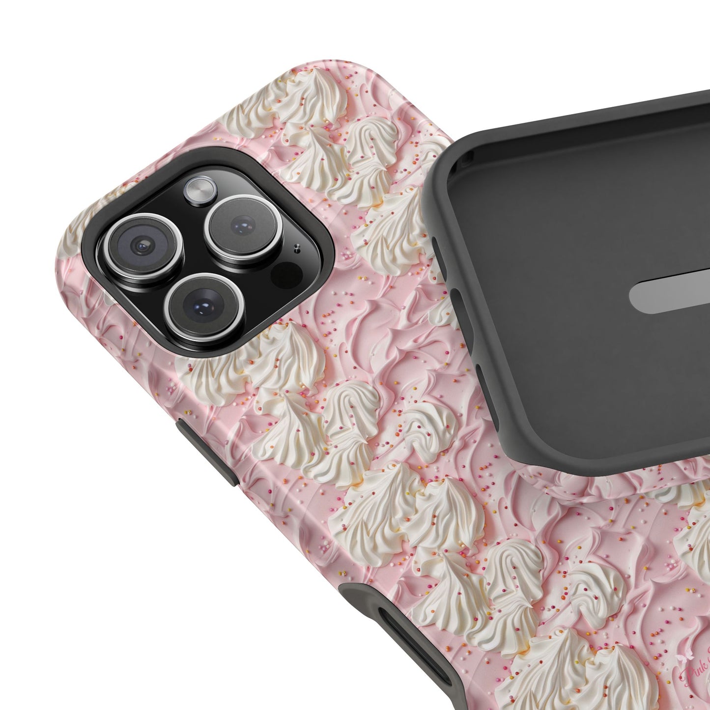 Frosted Magnetic iPhone Case – Pink Whipped Frosting Design with Sprinkles