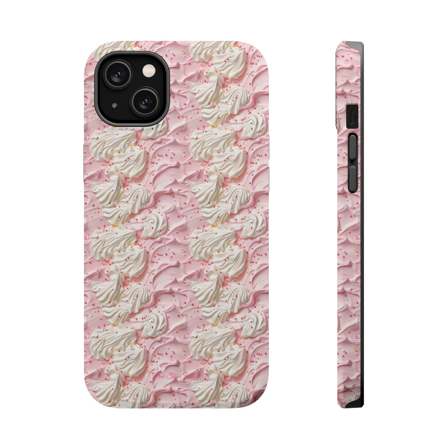 Frosted Magnetic iPhone Case – Pink Whipped Frosting Design with Sprinkles