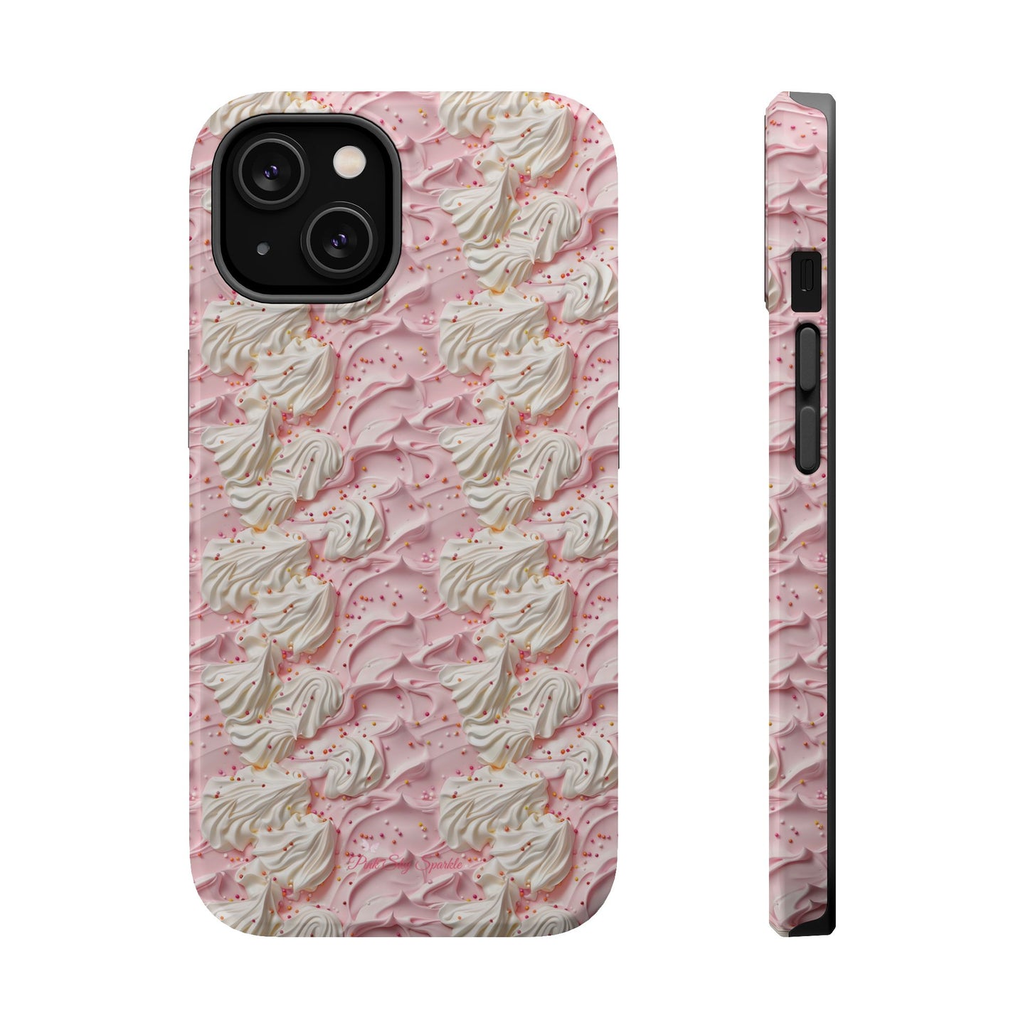 Frosted Magnetic iPhone Case – Pink Whipped Frosting Design with Sprinkles