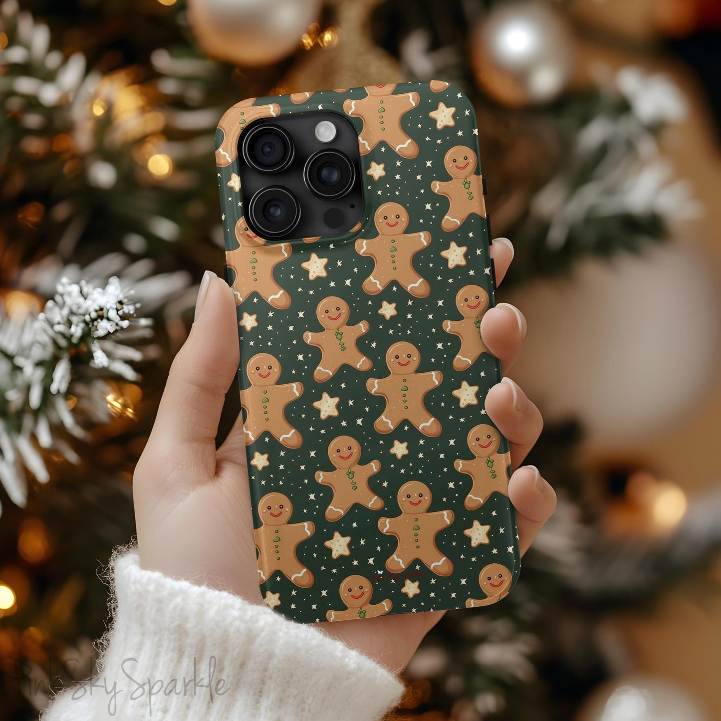 Gingerbread Dreams Magnetic iPhone Case featuring whimsical gingerbread cookies and a festive holiday design in warm, cozy colors. Compatible with iPhone models 13, 14, 15, and 16, this durable case is both stylish and protective, perfect for spreading holiday cheer.