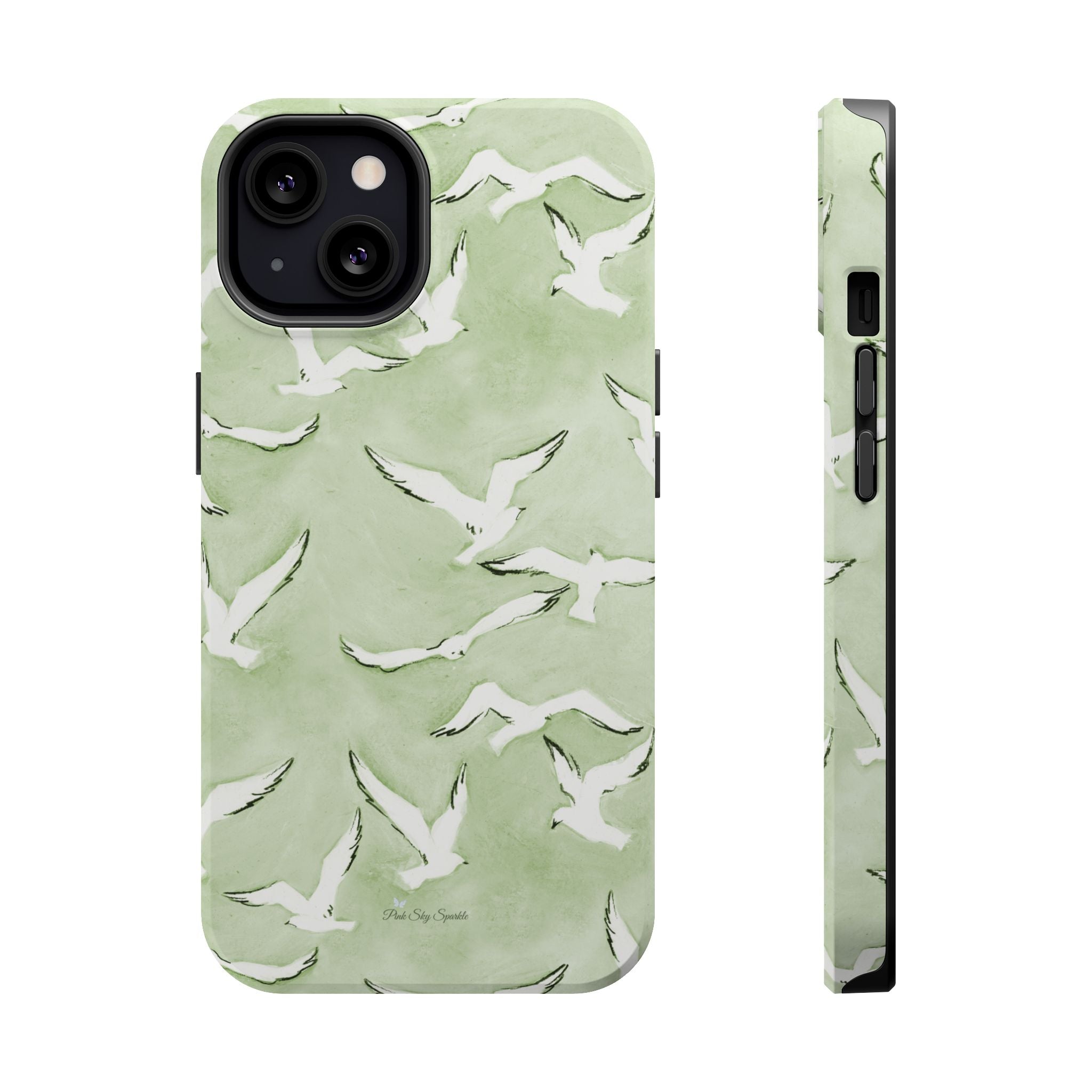 Green Seagull Print Magnetic iPhone Case