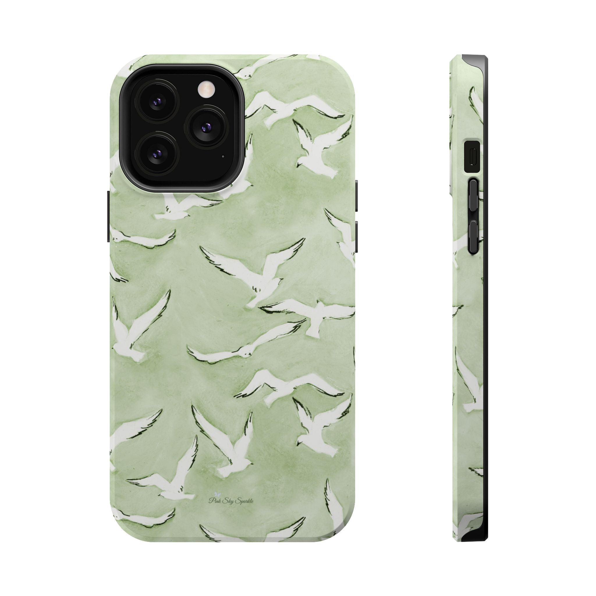 Green Seagull Print Magnetic iPhone Case