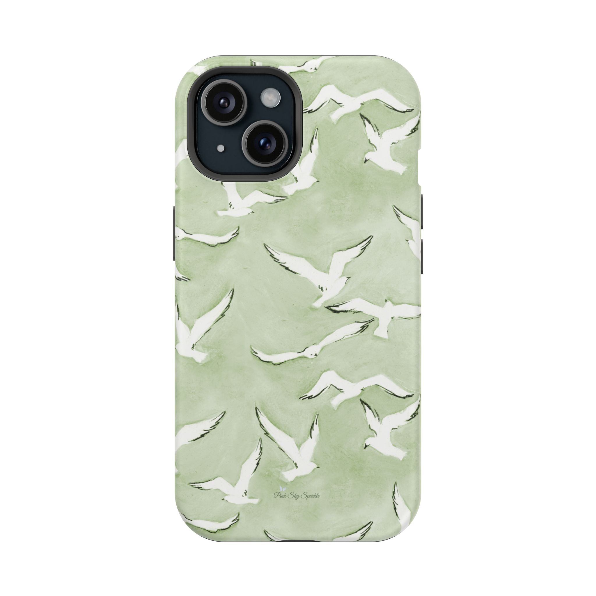 Green Seagull Print Magnetic iPhone Case