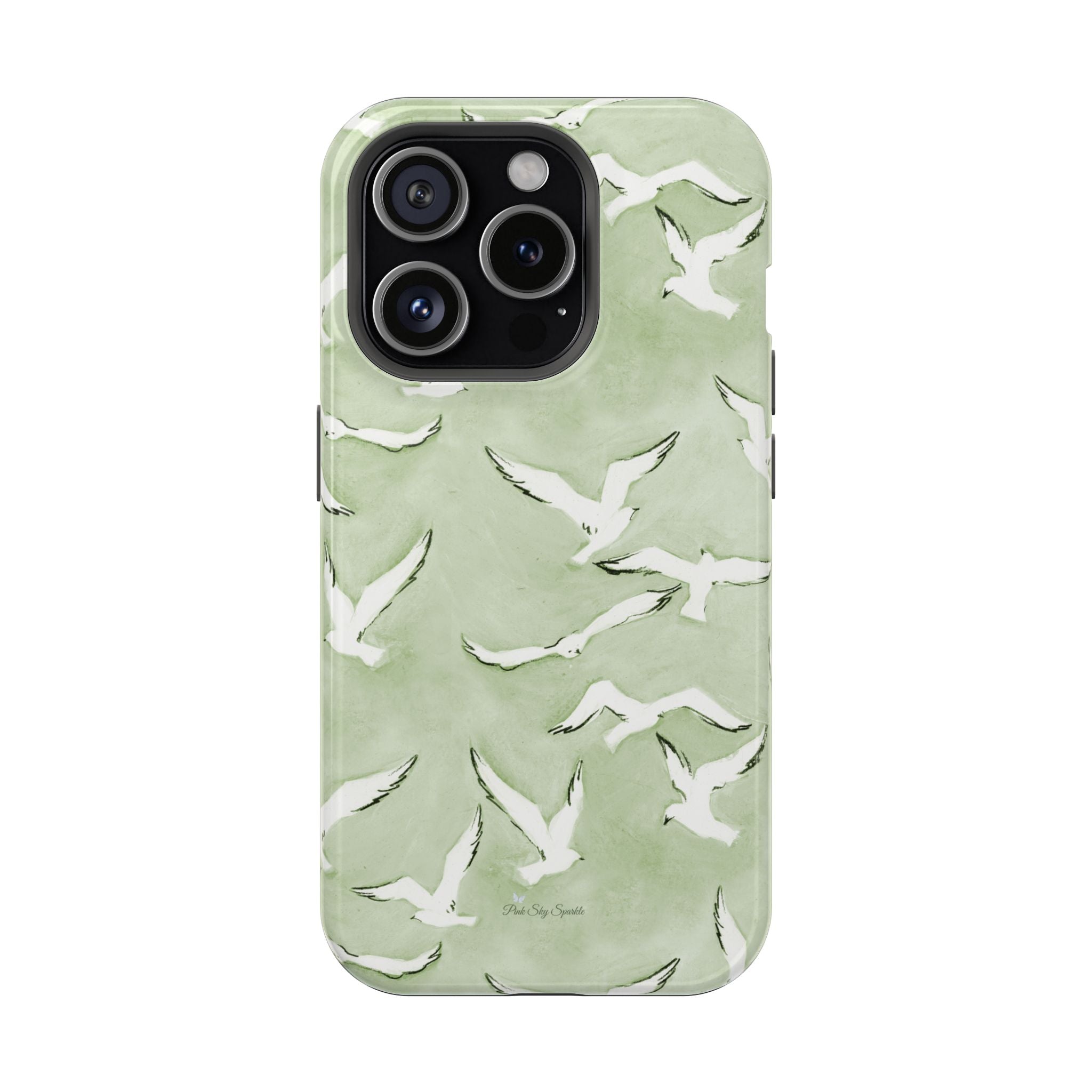 Green Seagull Print Magnetic iPhone Case