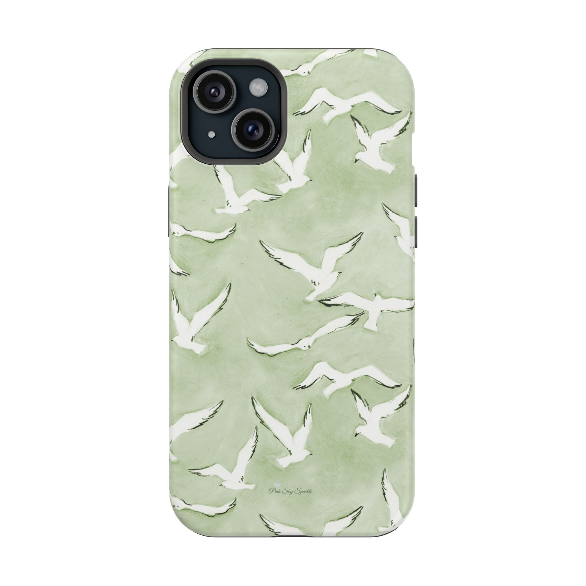 Green Seagull Print Magnetic iPhone Case