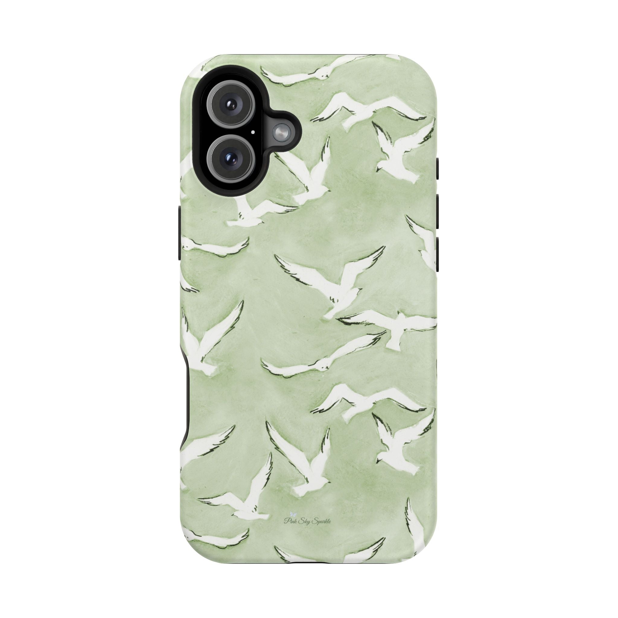 Green Seagull Print Magnetic iPhone Case