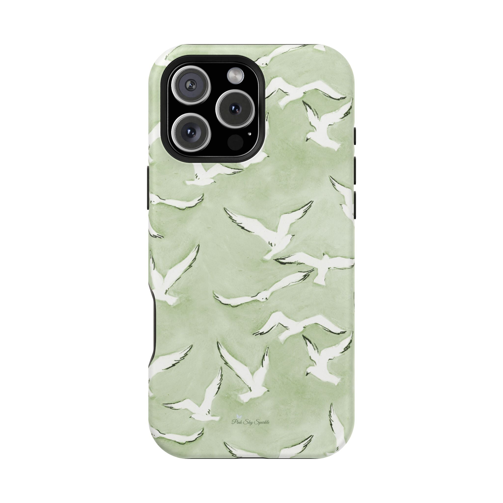 Green Seagull Print Magnetic iPhone Case