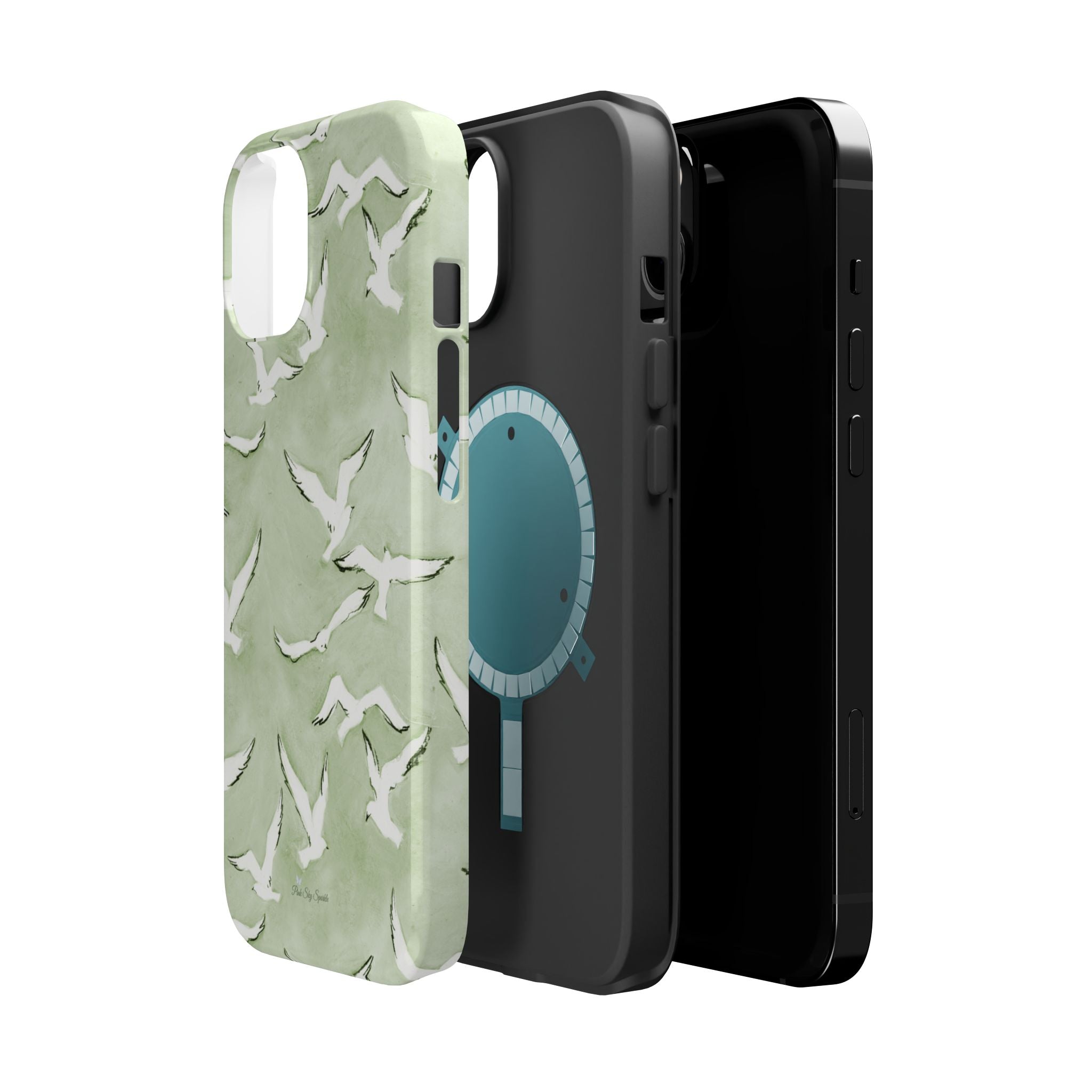 Green Seagull Print Magnetic iPhone Case