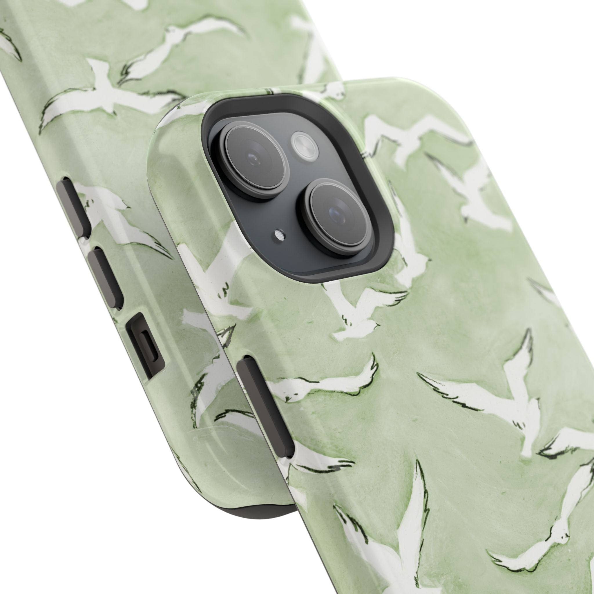 Green Seagull Print Magnetic iPhone Case