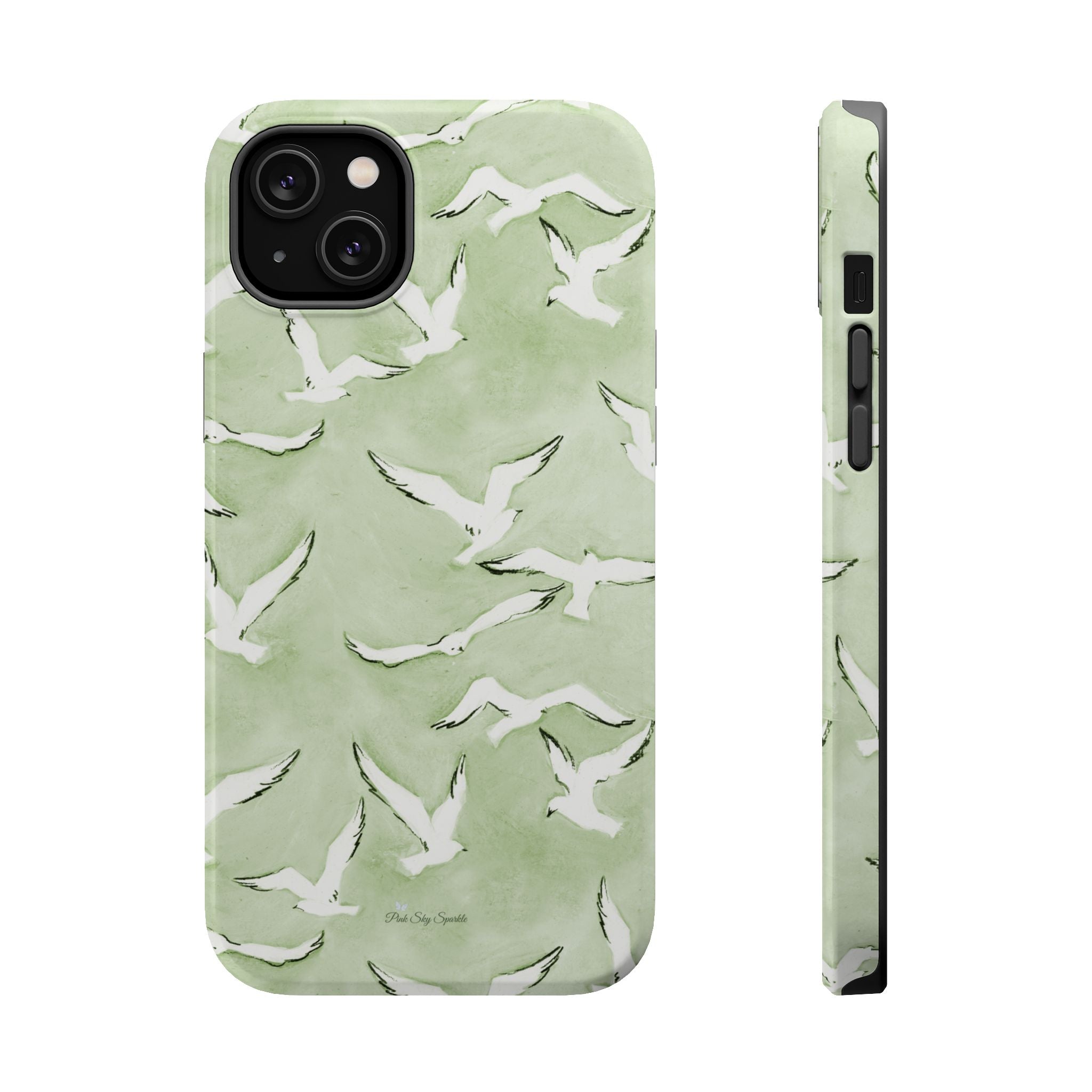 Green Seagull Print Magnetic iPhone Case