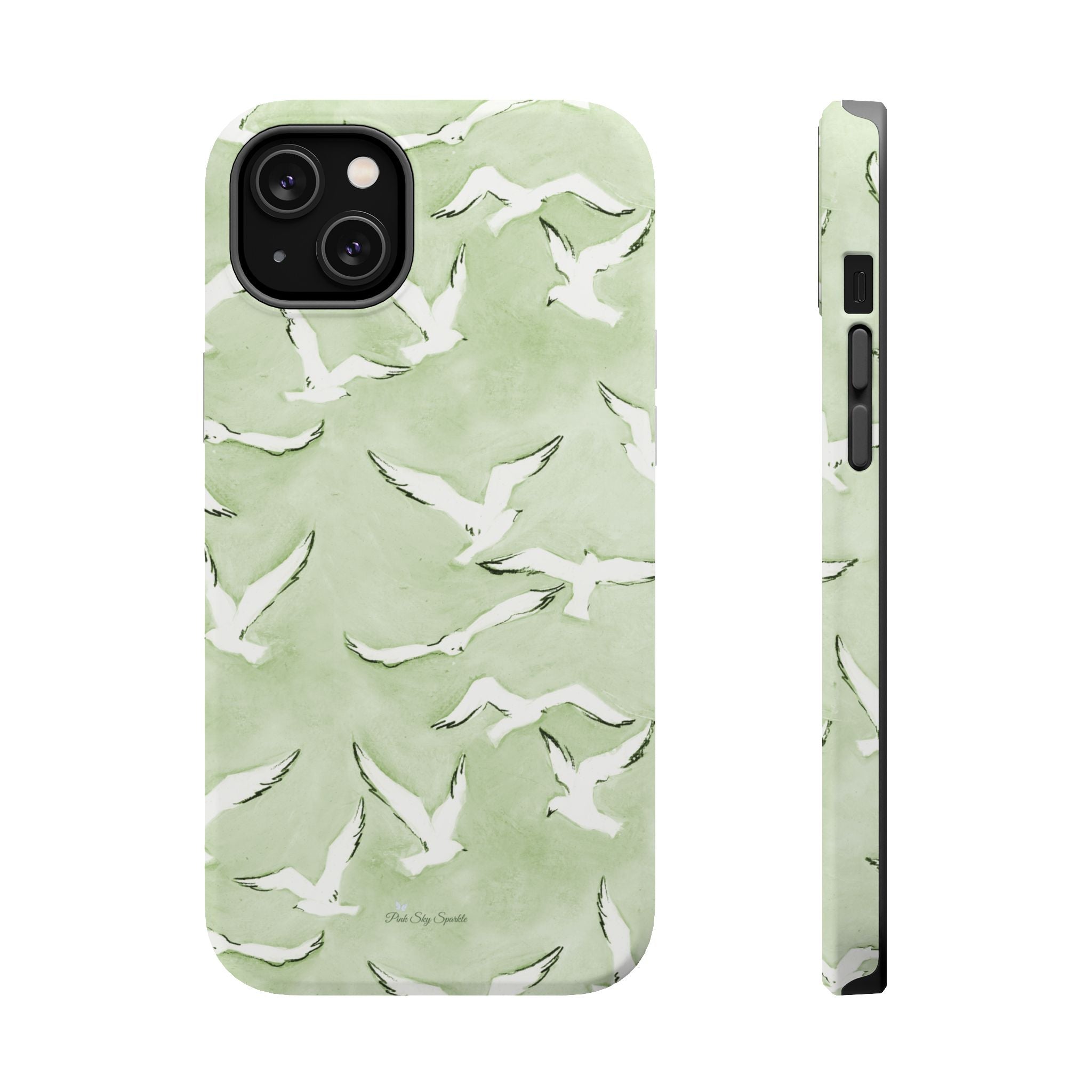 Green Seagull Print Magnetic iPhone Case