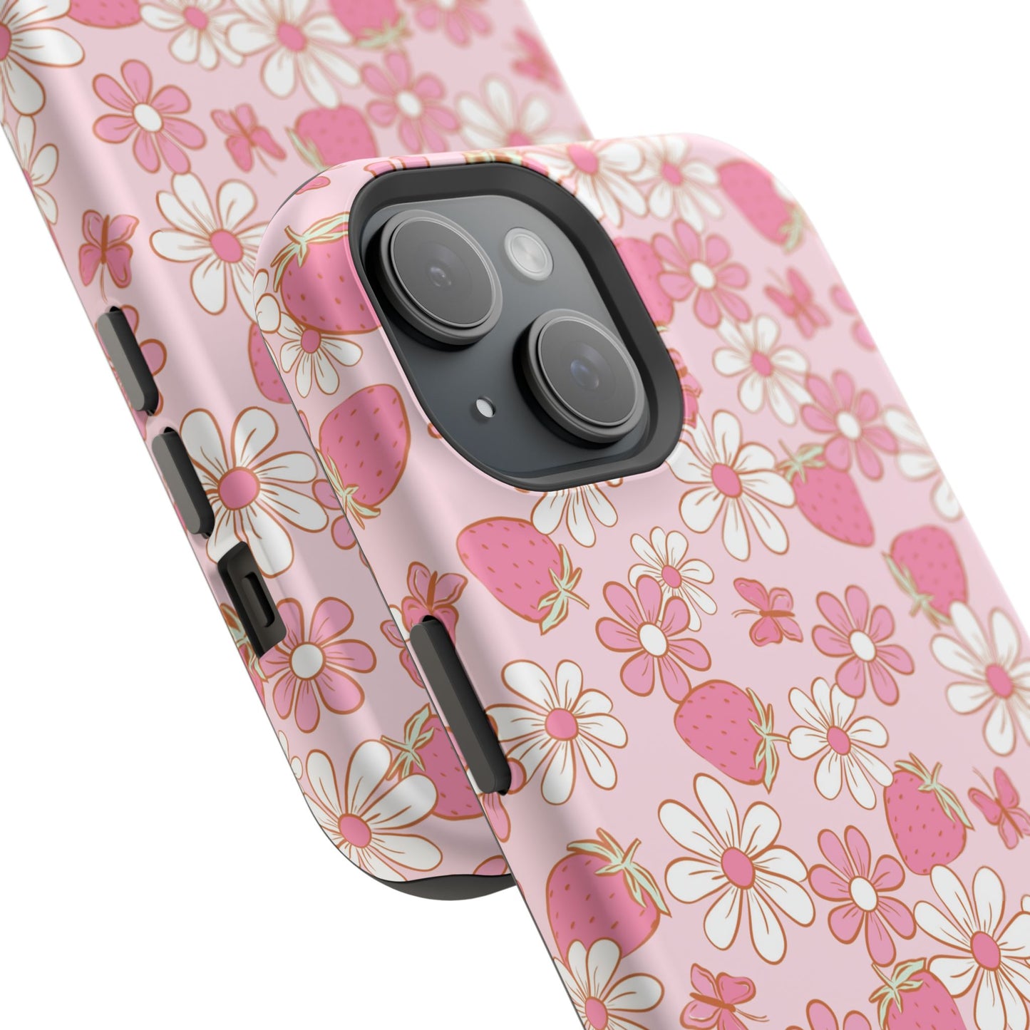 Groovy Berries Magnetic iPhone Case - Cute Pink Retro Strawberry Design