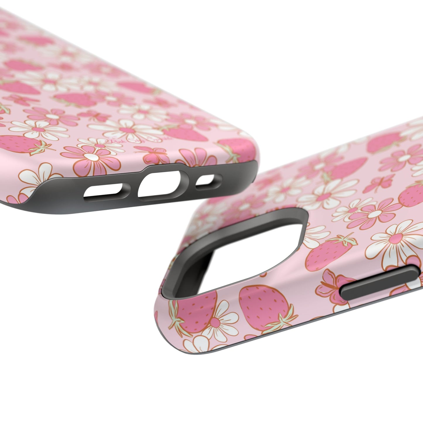 Groovy Berries Magnetic iPhone Case - Cute Pink Retro Strawberry Design