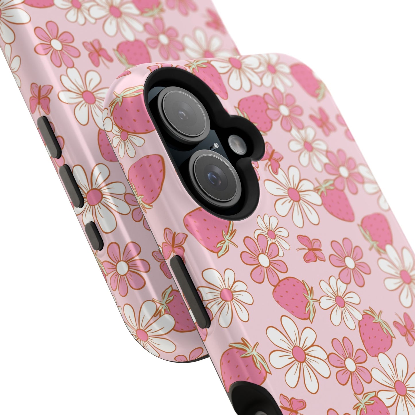 Groovy Berries Magnetic iPhone Case - Cute Pink Retro Strawberry Design