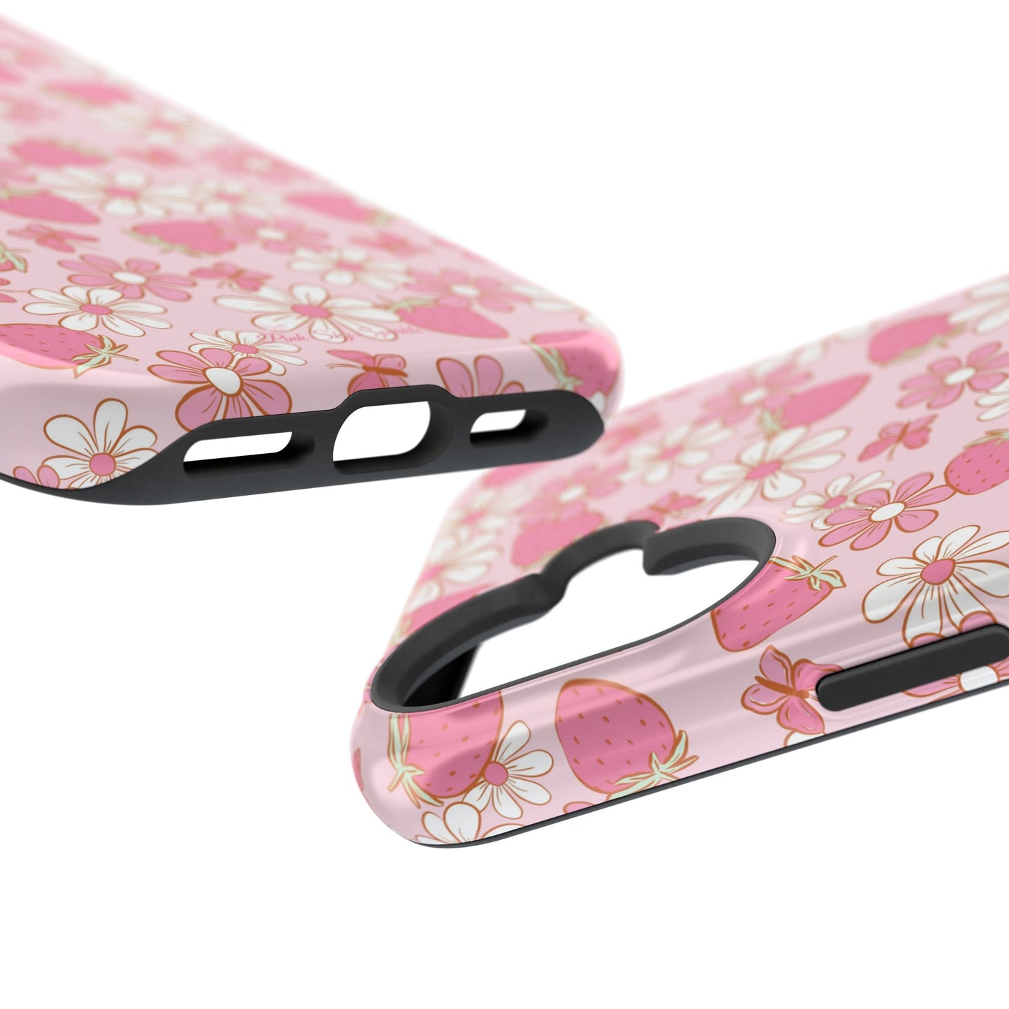 Groovy Berries Magnetic iPhone Case - Cute Pink Retro Strawberry Design