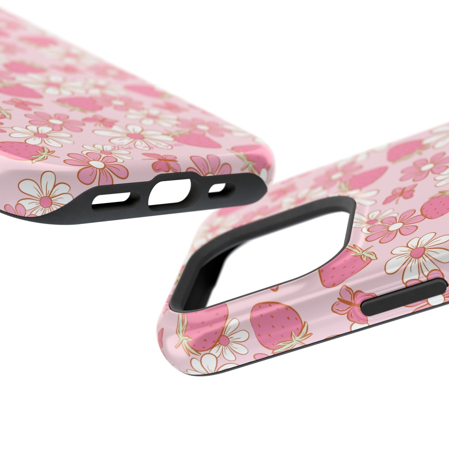 Groovy Berries Magnetic iPhone Case - Cute Pink Retro Strawberry Design